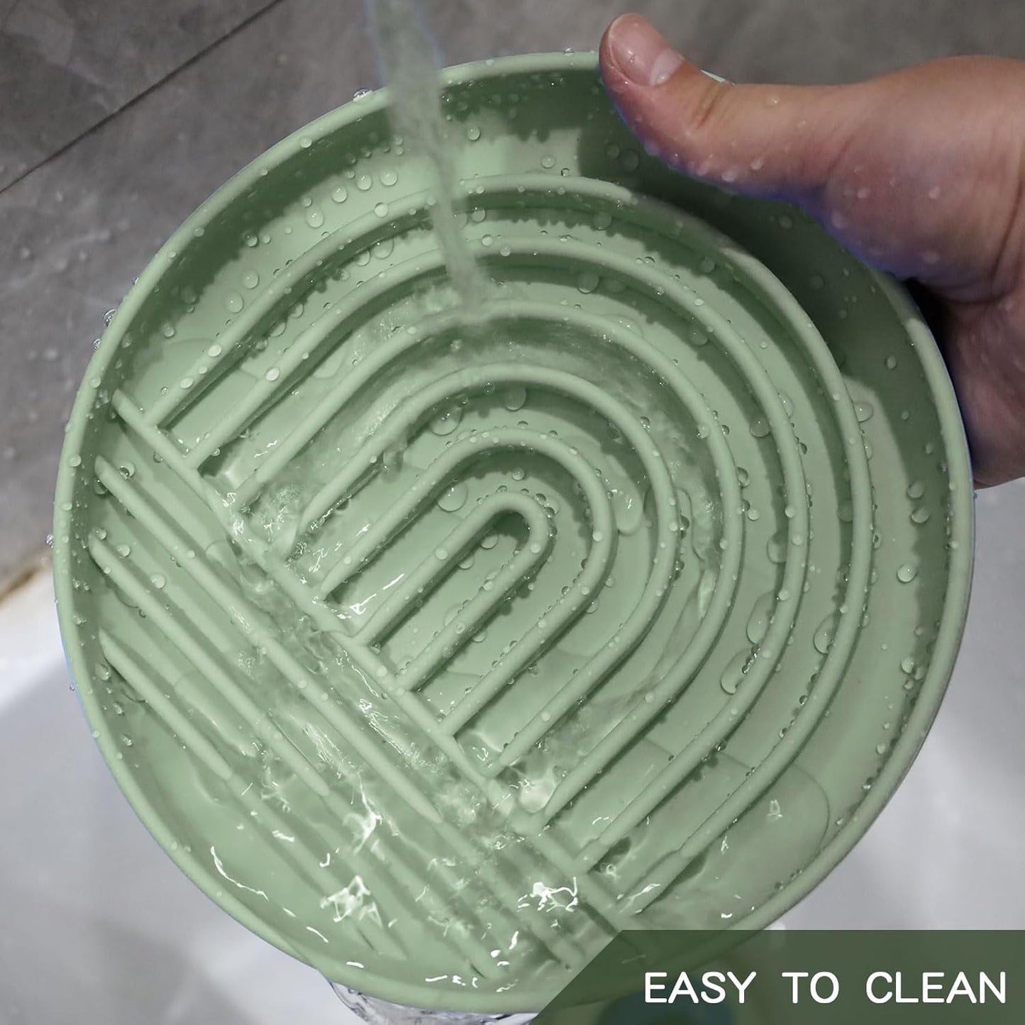 Slow Feeder Dog Bowls with Suction Cups, Silicone Puzzle Bowl for Slow Eating, Pets Slow Feeder Non-Slip Design Dishwasher Microwave Safe for Small Medium Dogs, Green