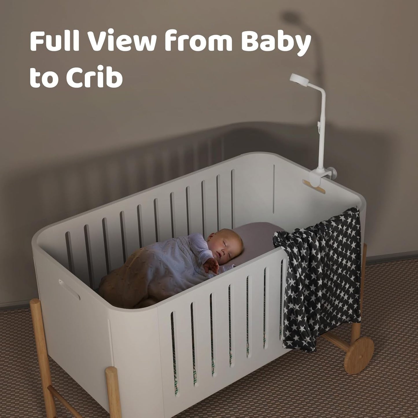 NETVUE Peekababy Baby Camera with Wireless Audio, Adjustable Crib Mount Monitor, Works via 2.4GHz Wi-Fi for Wide Coverage & Stable Connection, Smart App, Two-Way Talk, No Screen (White)