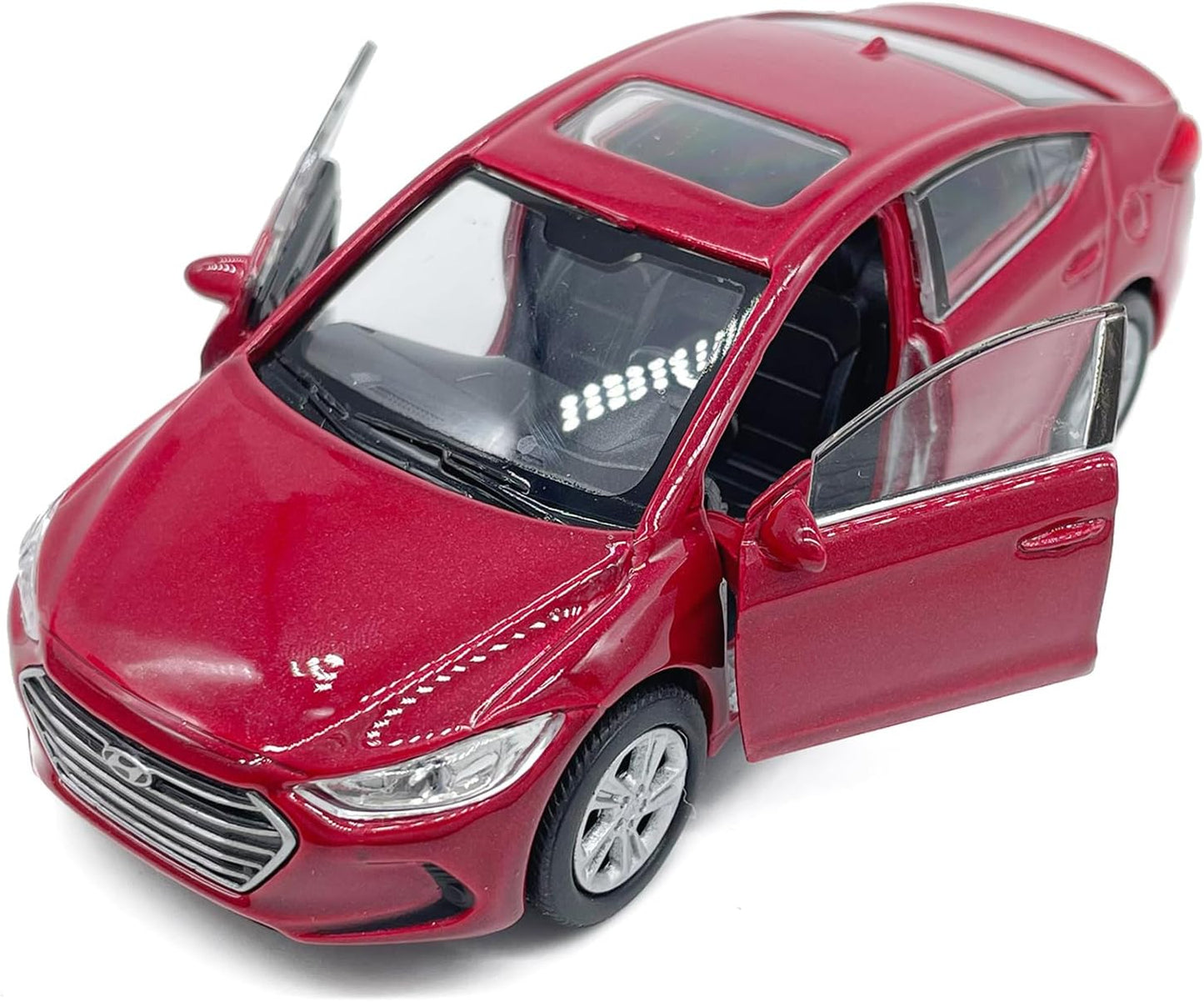 1:36 Scale Elantra Toy Car Model Metal Diecast Toy Vehicle, Doors Open Pull Back, Toys for Boys 3 4 5 6 7 Year Old Toddler Kids Gifts, Men Collection, Home Office Décor Cake Topper, Red