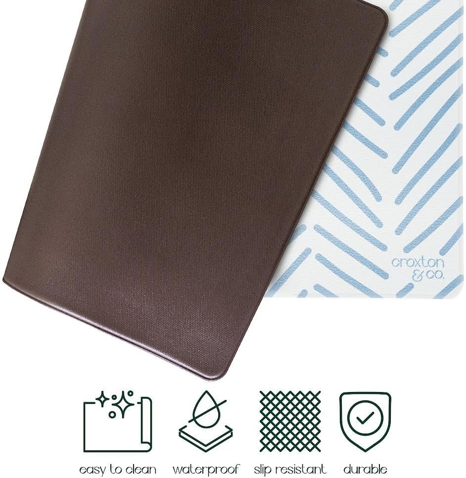CROXTON & CO. Non-Slip Faux Leather Pet Feeding Mat for Dog Bowls | Large Bowl Mat for Food and Water | Durable, Easy-to-Clean Pet Food Mat for Floors | Size: 16.5"x28"
