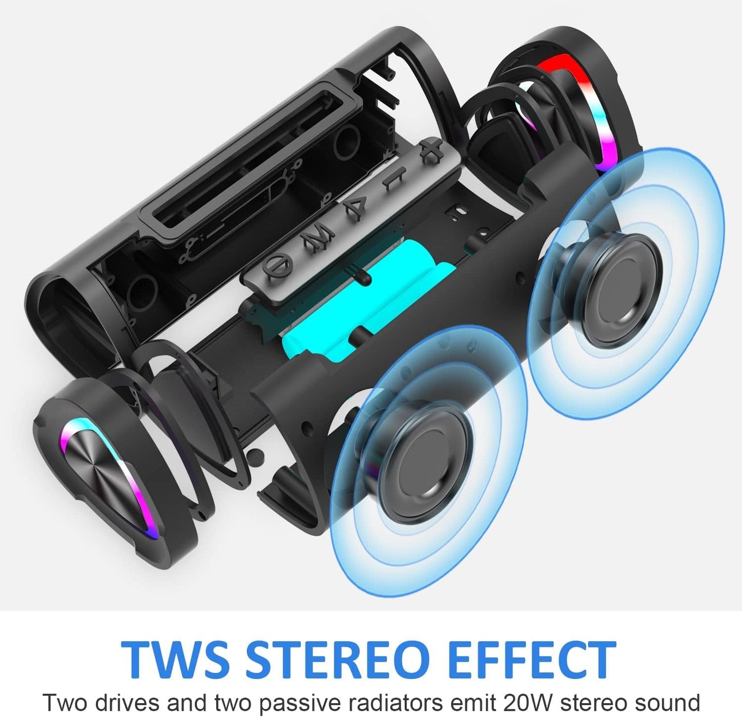 Vanzon Bluetooth Speakers, Wireless Portable Bluetooth Speaker with 24W Stereo Sound,24H Playtime, IPX7 Waterproof,TWS Dual Pairing,Suitable for Home/Outdoor/Party/Travel,Great Gift