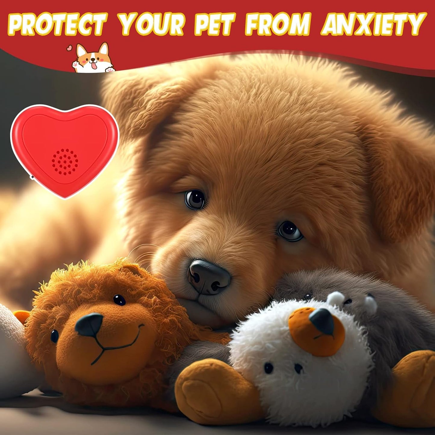 Wettarn 2 Pcs Heartbeat Replacement Puppy Soother Heartbeat Simulator for Dogs and Cats Sleep Aid Calming Toys Anxiety Relief Behavioral Training Rechargeable Add to Plush Blankets Pillows Beds