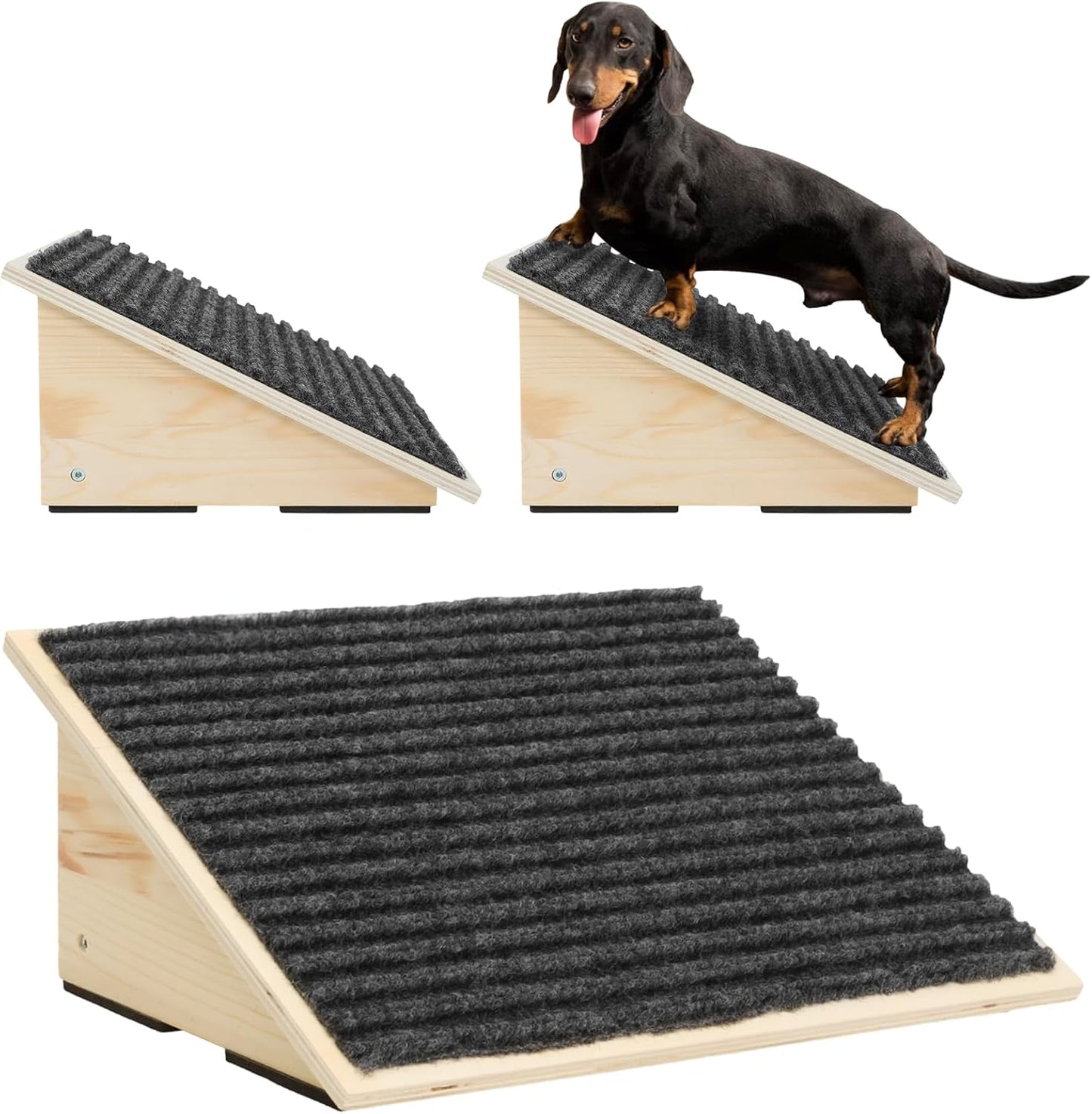 2Pack Wooden Dog Ramp for Stairs Suits for Small Medium Large Dogs Cats, Pet Steps for Staircase Ramp for Dogs Cats, Need Installation