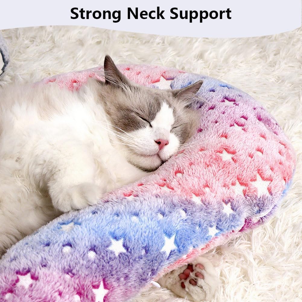 Dog Pillows, 2pcs Pillowcase, Washable Dog Pillow, Side Zip with Replaceable Pillowcase, Glow in The Dark Cat Calming Pillow, Cozy Neck Support for Deep Sleep (M)