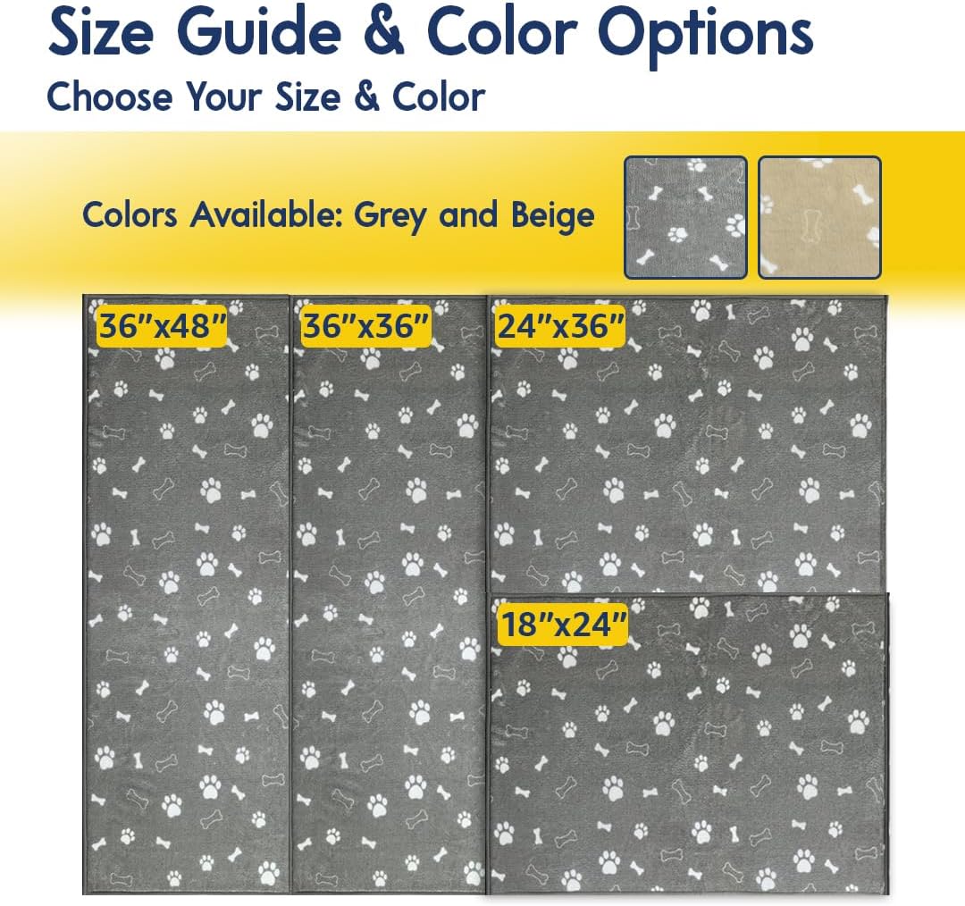 Muddy Mat® Washable Pee Pads for Dogs, Super Absorbent Reusable Puppy Pads–100% Waterproof Pee & Potty Training Pads for Pets, Non-Slip Dog Pads for Crates, Playpens and Floors - 2 Pack, Grey 24"x36"