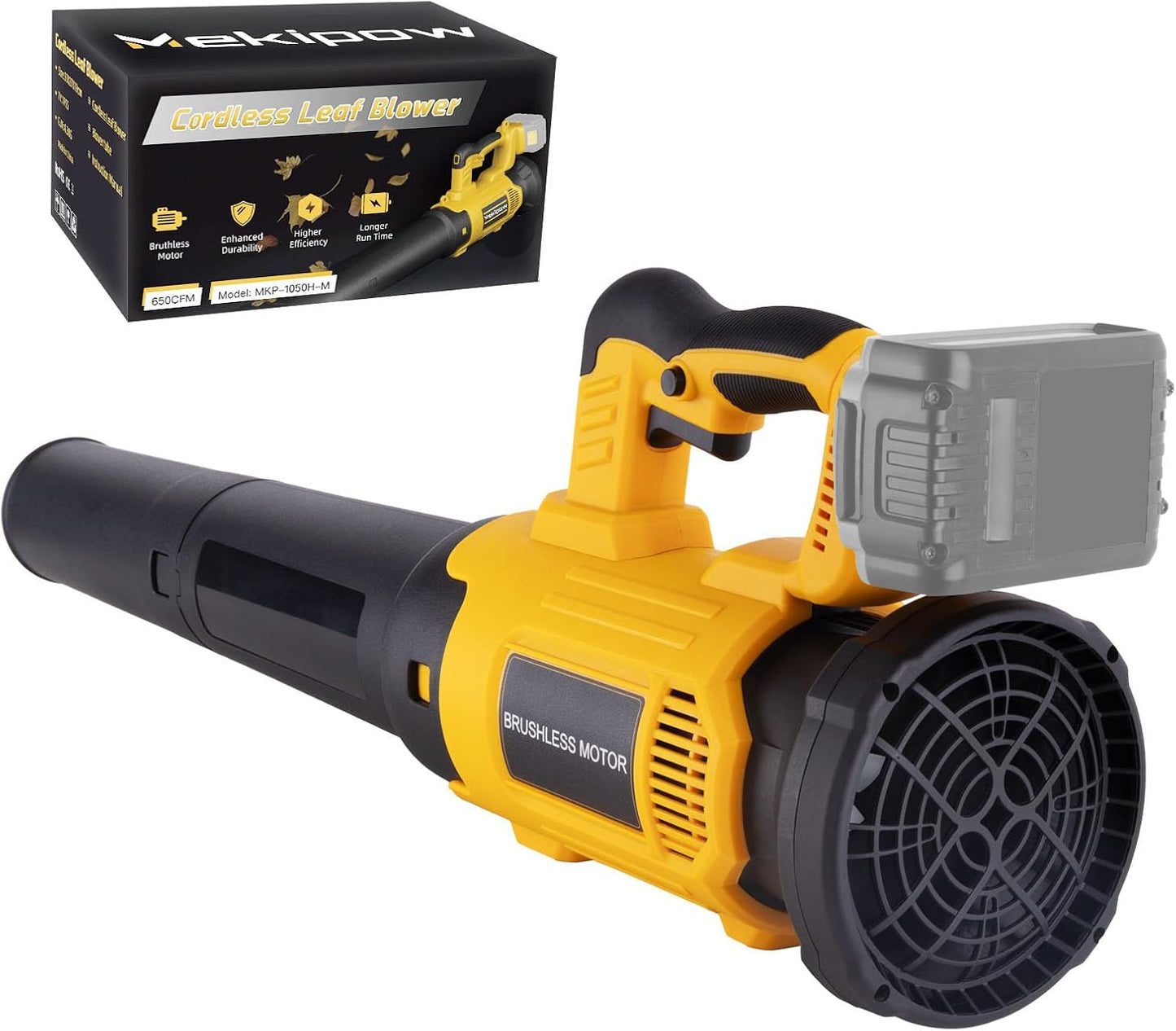 Cordless Leaf Blower Fit for Dewalt, 650 CFM Electric Leaf Blower, with Brushless Motor Built-in Protection Device, Variable Speed, Turbo Mode, for Driveway Lawn Care, Yard, Snow(NO Battery)