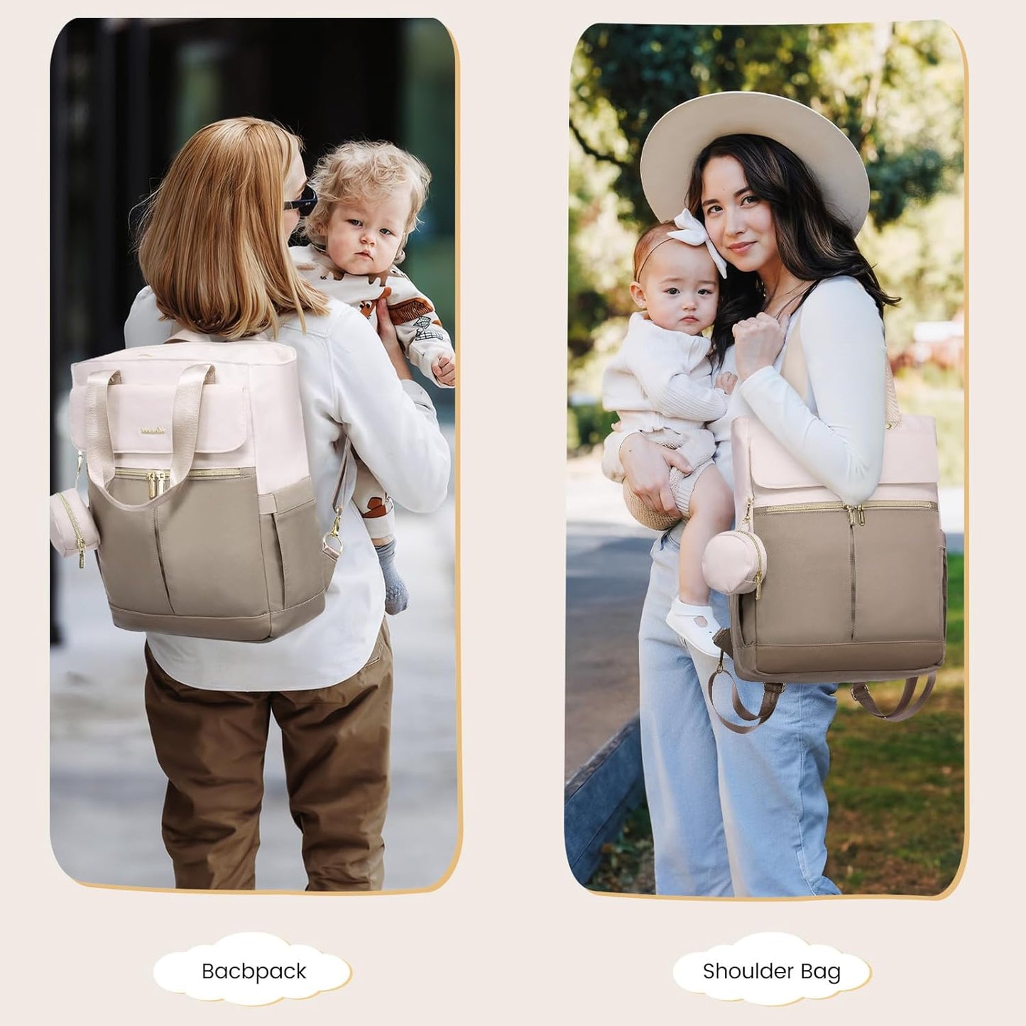 LOVEVOOK Diaper Bag Backpack,Diaper Bag Tote with Insulated Pockets,Baby Bag for Girl Boy with Changing Pad,Large Baby Bag with Pacifier Case,15.6 Inch Anti-Theft Laptop Backpack for Women