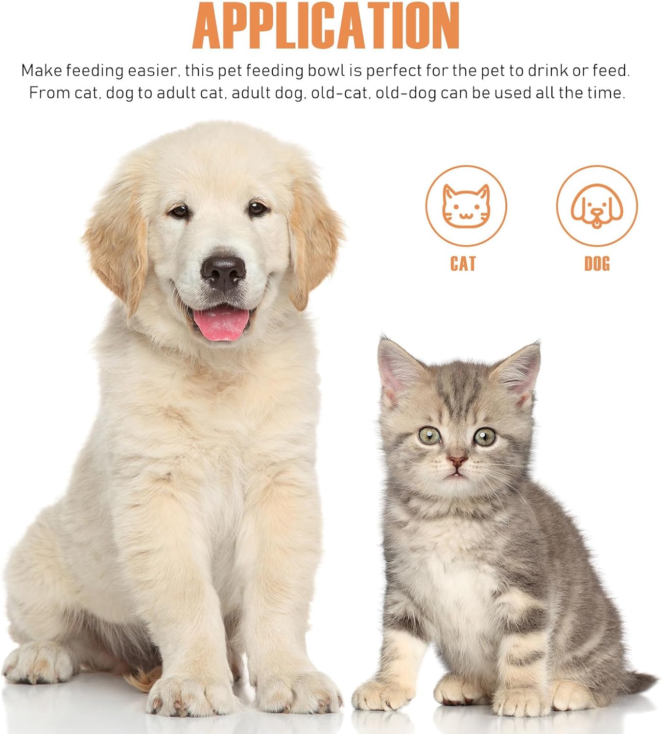 Milisten Ceramic Elevated Cat Food Bowl with Iron Stand Pet Food Holder and Water Dish Raised Feeding Bowl for Cats and Dogs Neck Protection Design for Home Use