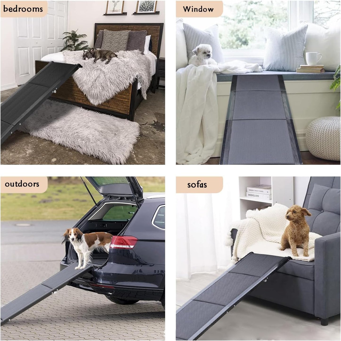 Dog Car Ramp for Large Dogs, Easy Clean Waterproof Pet Ramps with Non-Slip Surface,63" Long & 17" Wide Folding Portable Pet Stair Ramp, Stairs with Nonslip Surface for High Beds,
