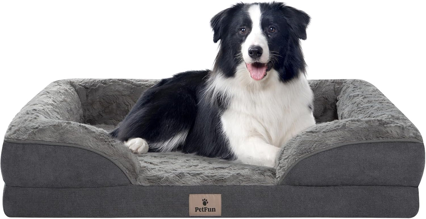 Orthopedic Dog Bed for Large Dogs - Big Washable Dog Sofa Beds Large, Supportive Foam Pet Couch Bed with Removable Washable Cover, Waterproof Lining and Nonskid Bottom, 36'', Dark Grey