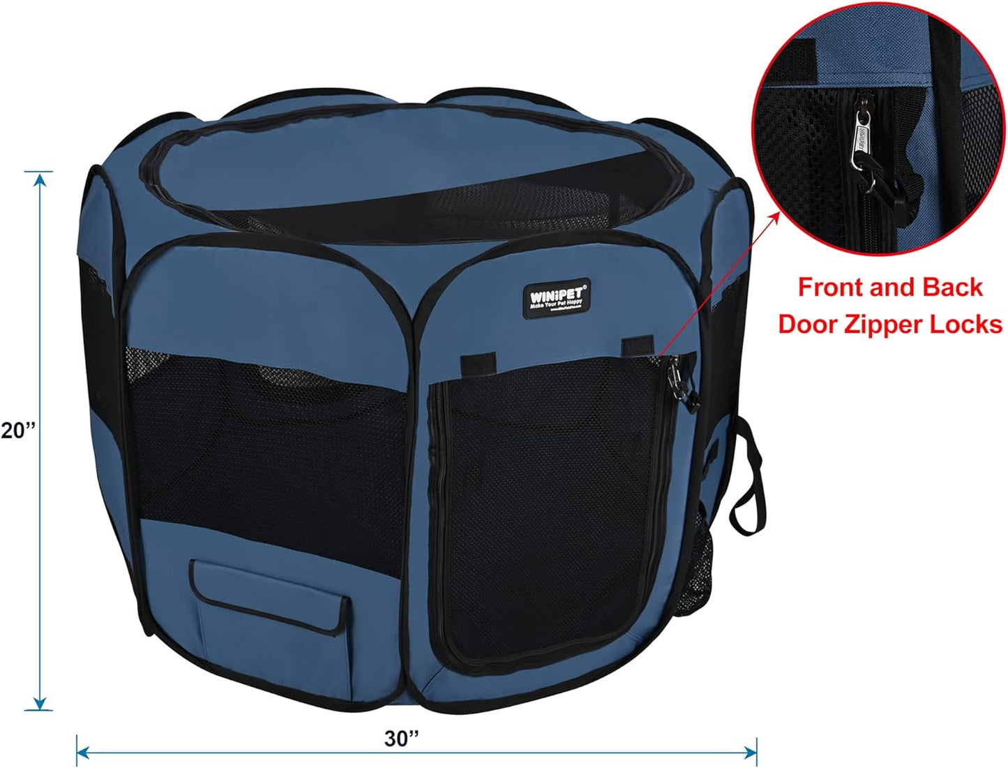 2-Door Folding Soft Pet Playpen (2 Year Warranty), Plus Carrying Bag and Food Grade Silicone Bowl, 10-Size and 12-Color Portable Dog Cat Playpen, Exercise Pen, Indoor & Outdoor Pet Home
