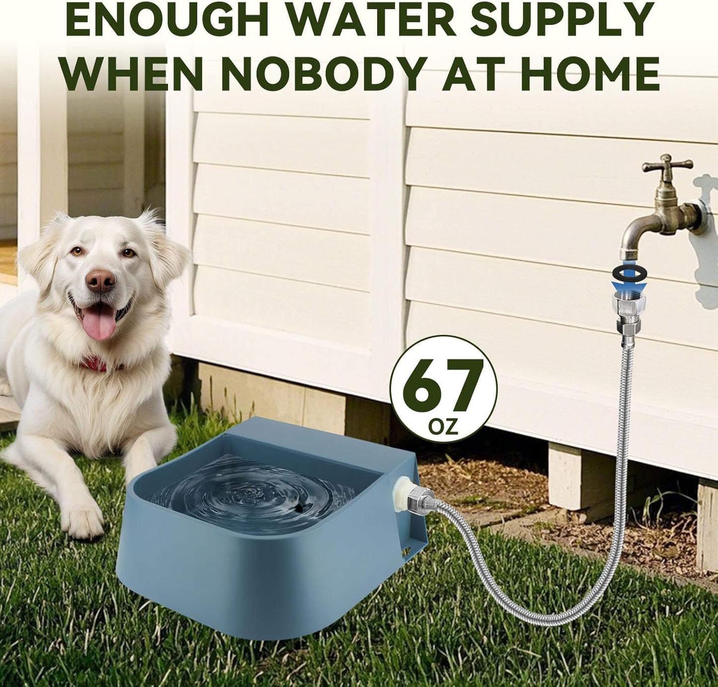 NAMSAN Automatic Dog Water Dispenser with Float Valve, 3/4'' Anti-Bite Metal Pipe, Outdoor Automatic Water Dispenser for Cats Chicken Animals, Goat Waterer, Livestock Water Trough
