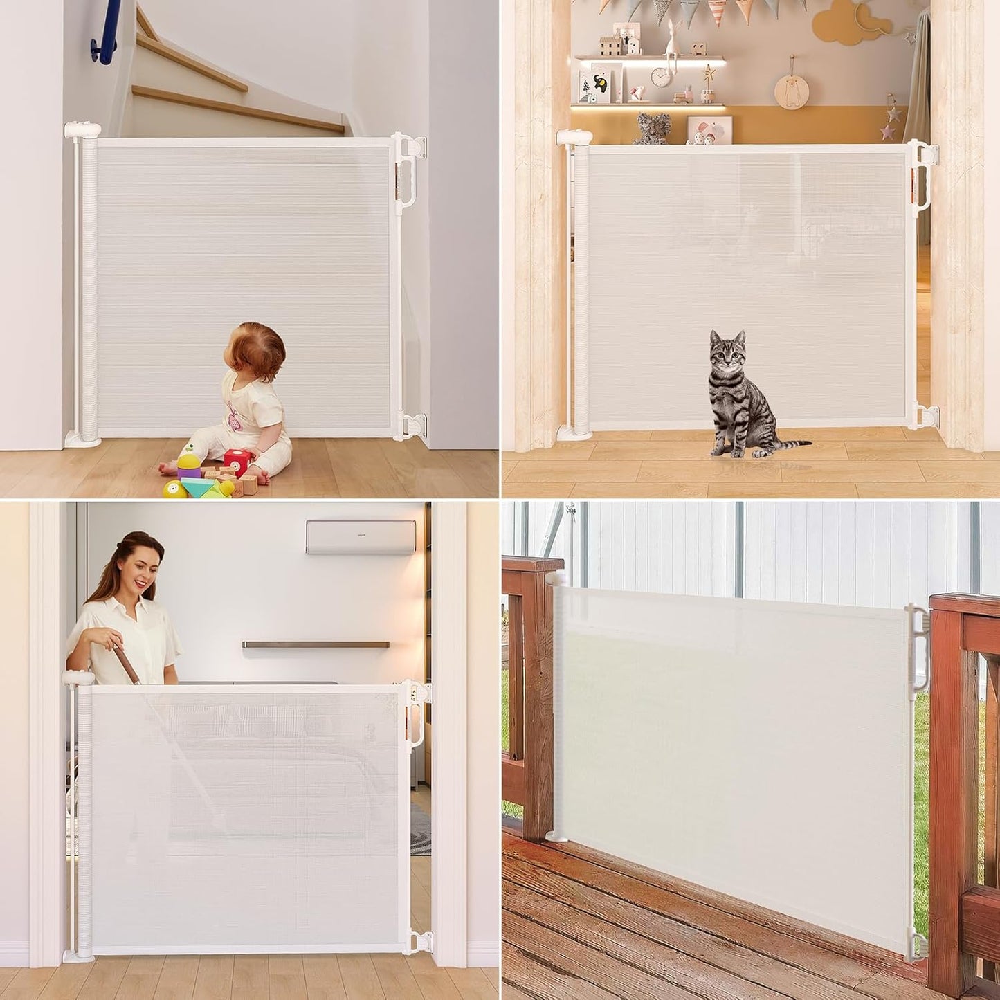Retractable Baby Gate, Momcozy Extra Wide Mesh Baby Gates for Stairs, 41" Tall, Extends up to 71" Wide, Pet Dog Gate for Doorways, Stairs, Hallways, Indoor/Outdoor