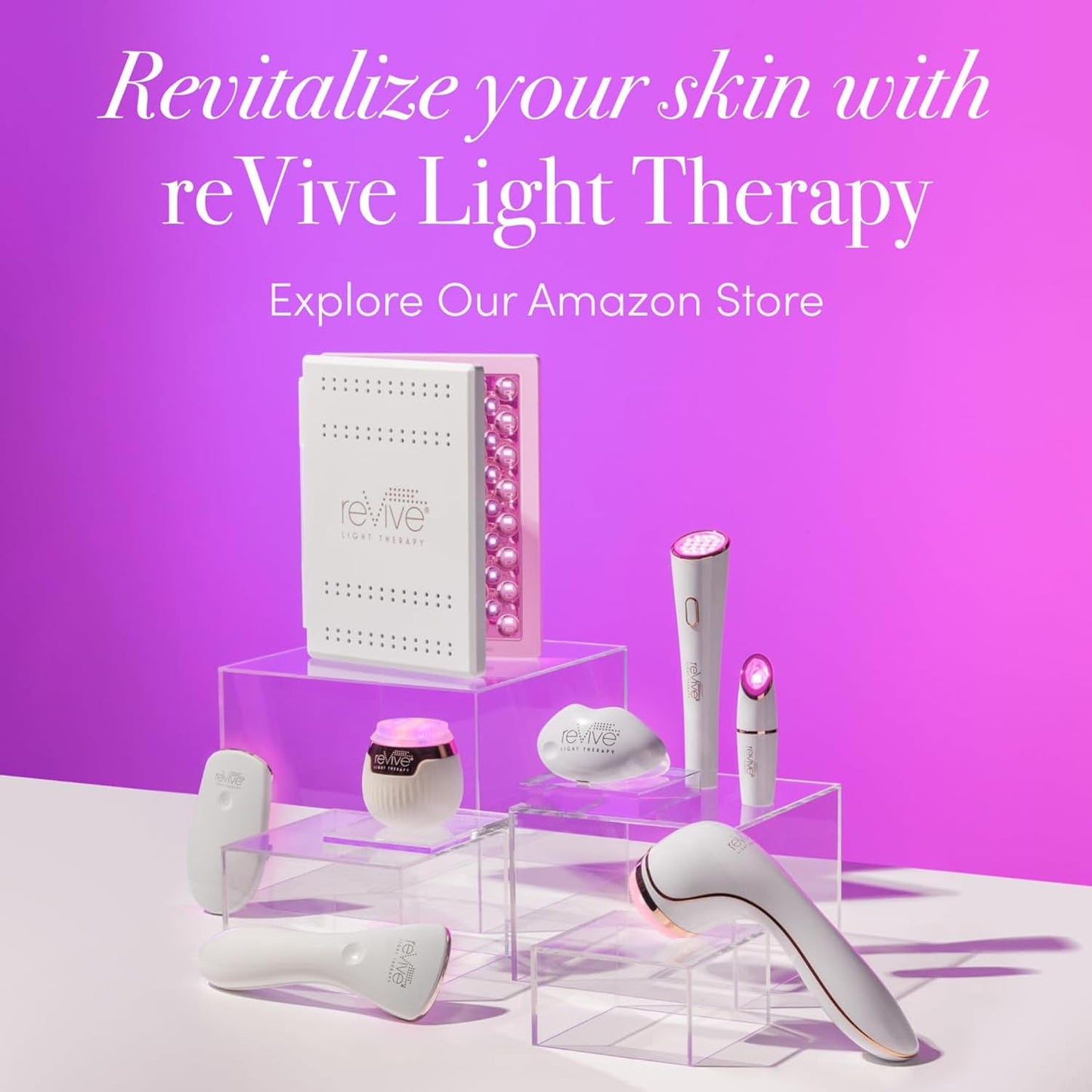 reVive Light Therapy Lux Collection Soniqué Mini, Rechargeable Sonic Face Cleanser Brush with Medical-Grade Blue & Red Light Therapy for Face, Acne & Wrinkle Care, Water-Resistant