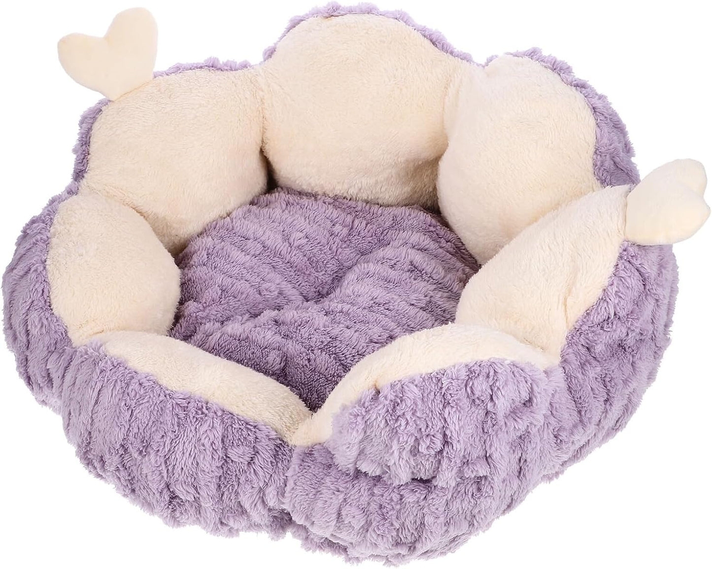 Self-Warming Thickened Pet Cushion Bed with Removable Cover, Purple Cozy Cat and Dog Sleeping Nest for Indoor Winter Use