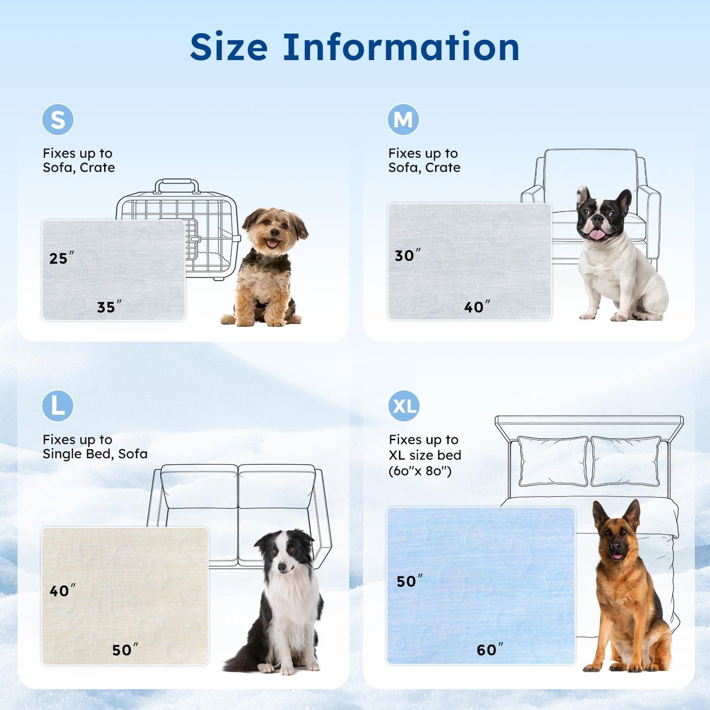 Cooling Blanket for Extra Large Dogs - High Q-MAX 0.4+ Cold Washable Pet Blanket, Travel Soft Dog Summer Essentials, Grey, 50"x60"