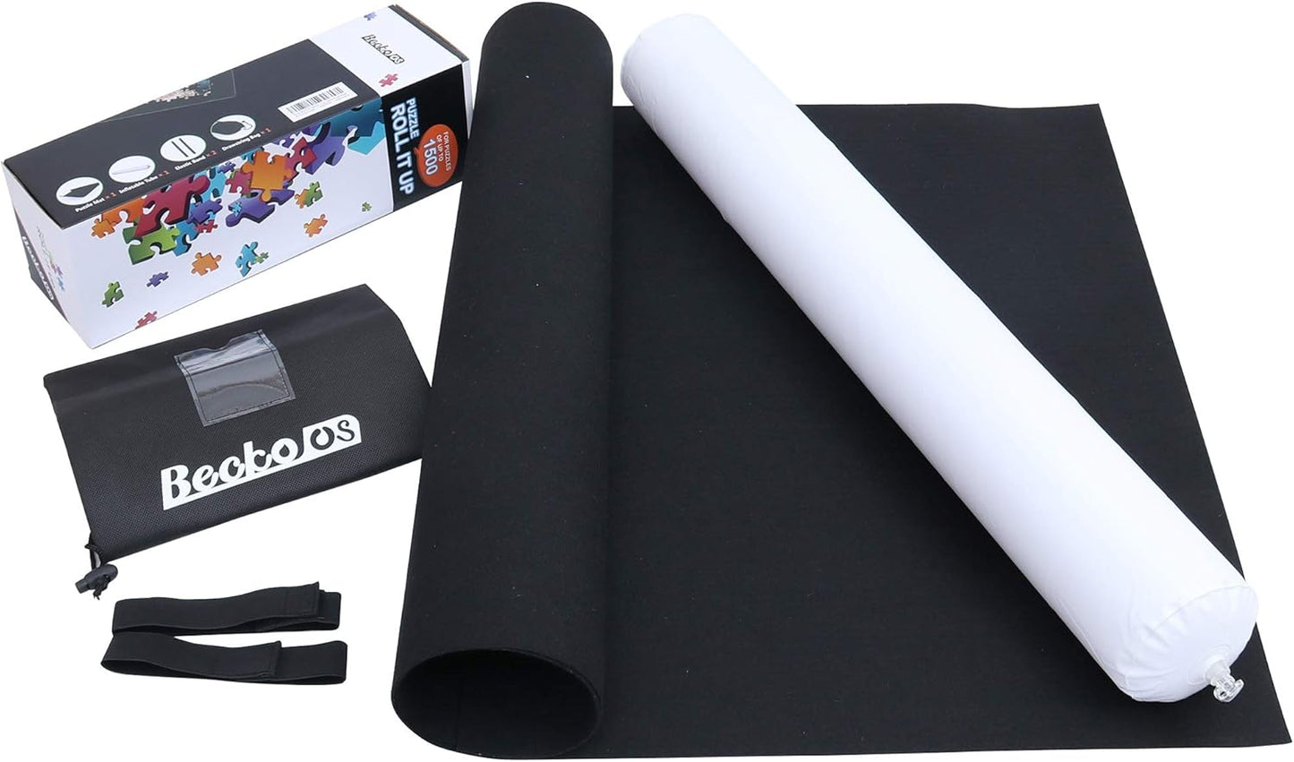 Becko US Puzzle Mat Roll Up with Drawstring Storage Bag, Felt Rollup Mat for Easy Transport & Storage, Portable Puzzle Board Puzzles Saver Keeper for Jigsaw Puzzles Up to 1500 Pieces