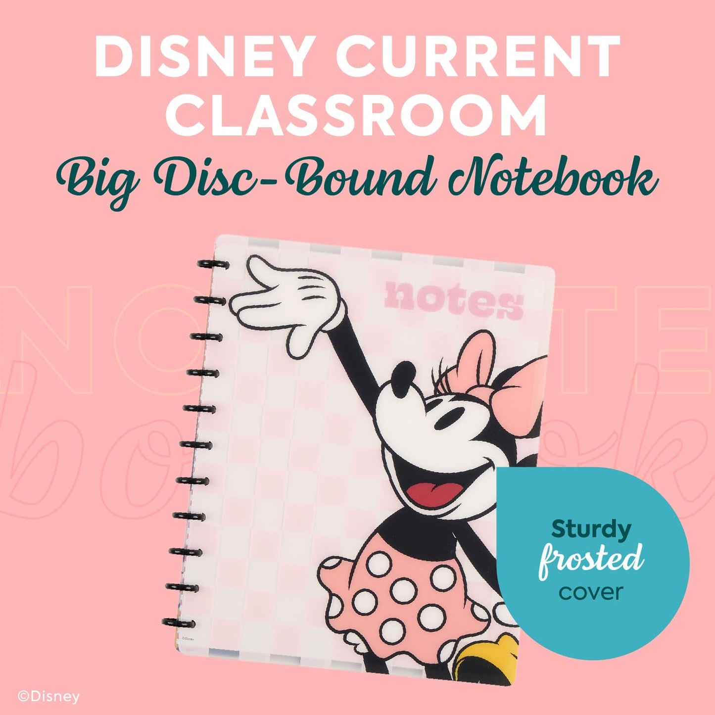 Happy Planner Disney Daily Notebook for Office, School or Journaling, Disc-Bound Notebook, Big Size, 60 Dot-Lined Pages, Minnie Mouse Theme, Current Classroom