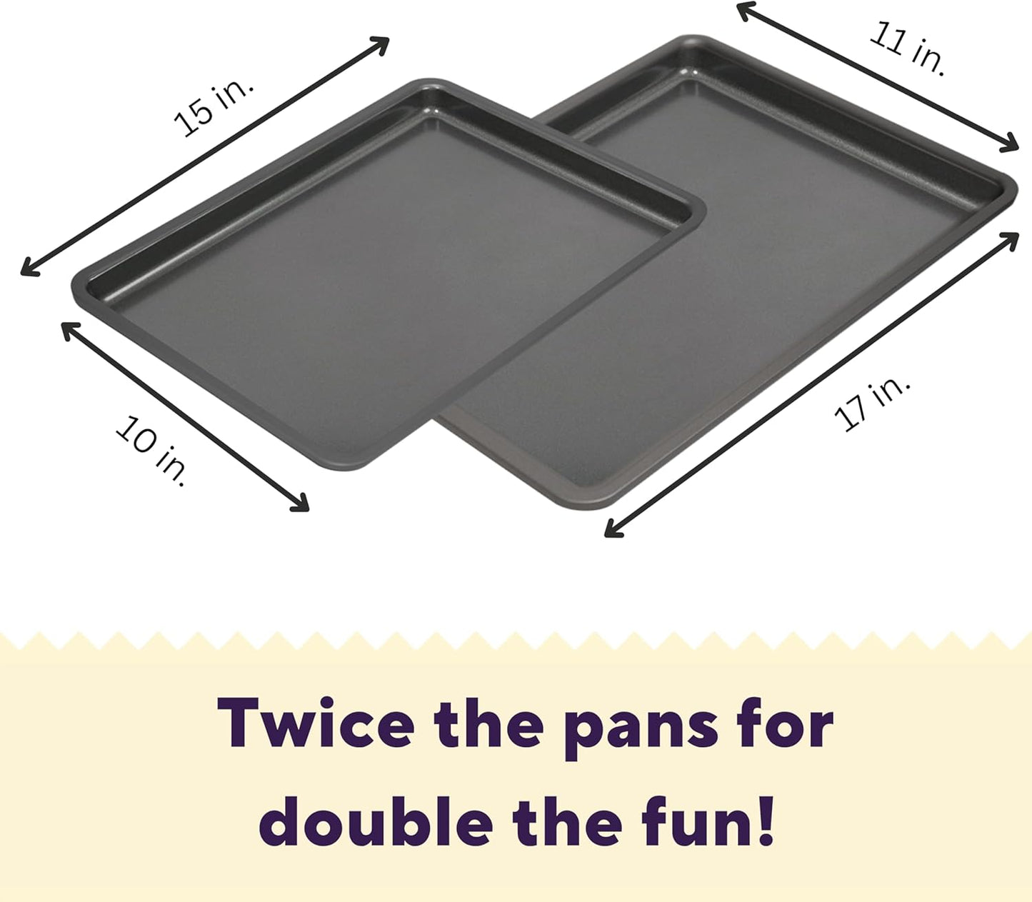 Wilton Silver 2- Piece Non-Stick Baking Sheet Set, Cold-Rolled Steel Bakeware for Baking and Roasting, Made without PFAS