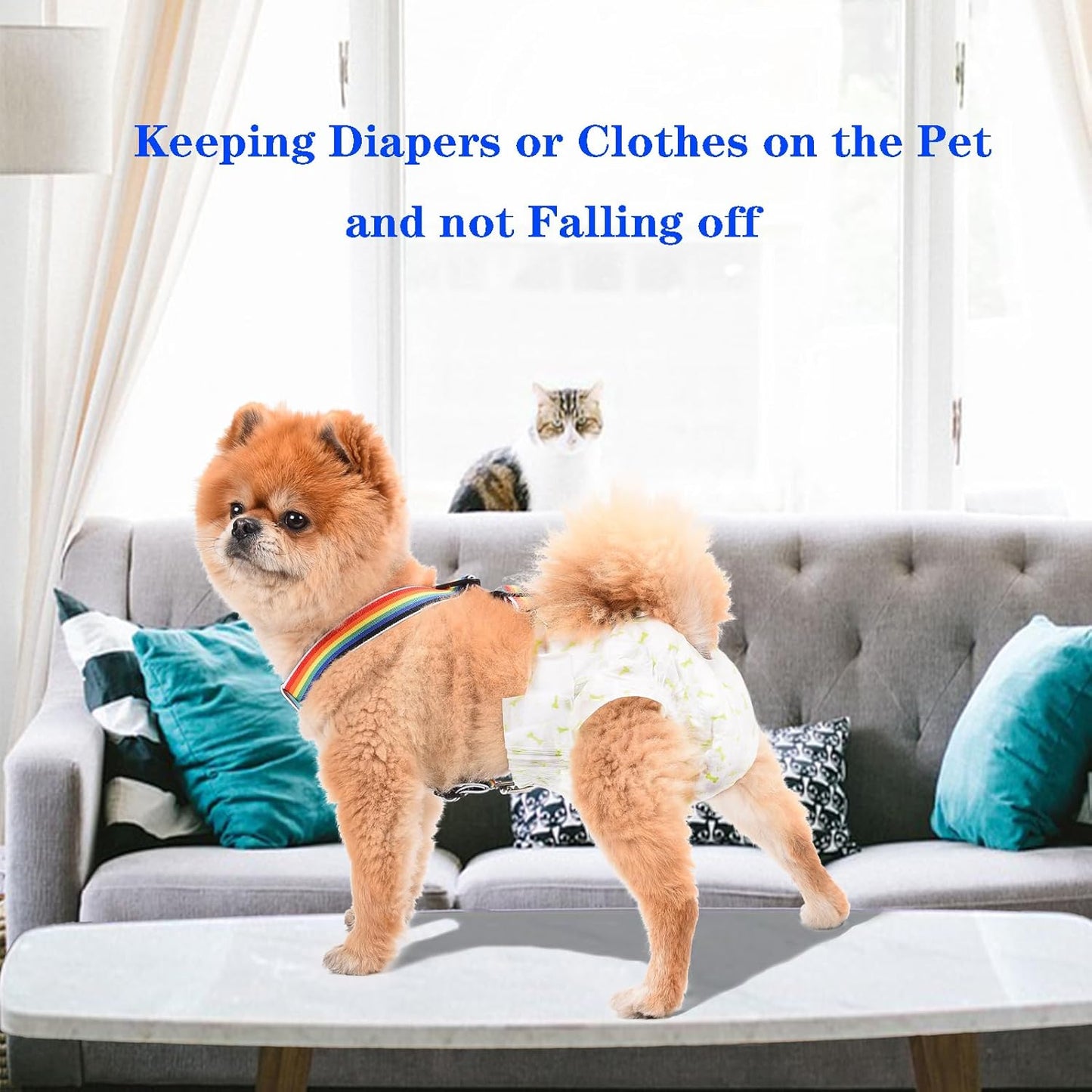 2 Pieces Dog Diaper Suspenders | Adjustable Elasticity Cat Suspenders | Belly Bands Canine Harness | Female Male Puppy Dress & Diaper Keeper