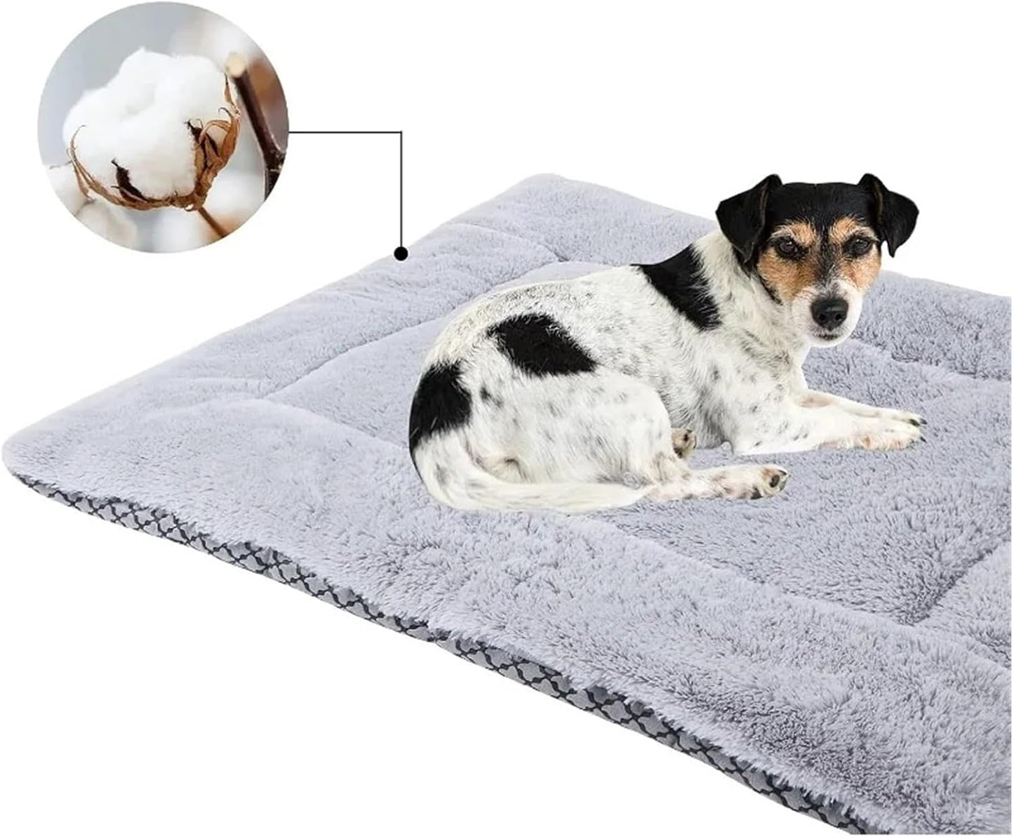 Dog Bed Mat Washable Cat Cushion Soft Plush Dogs Mattress Sofa for Small/Medium/Large Dog(Short Plush Gray,S 55X35cm)