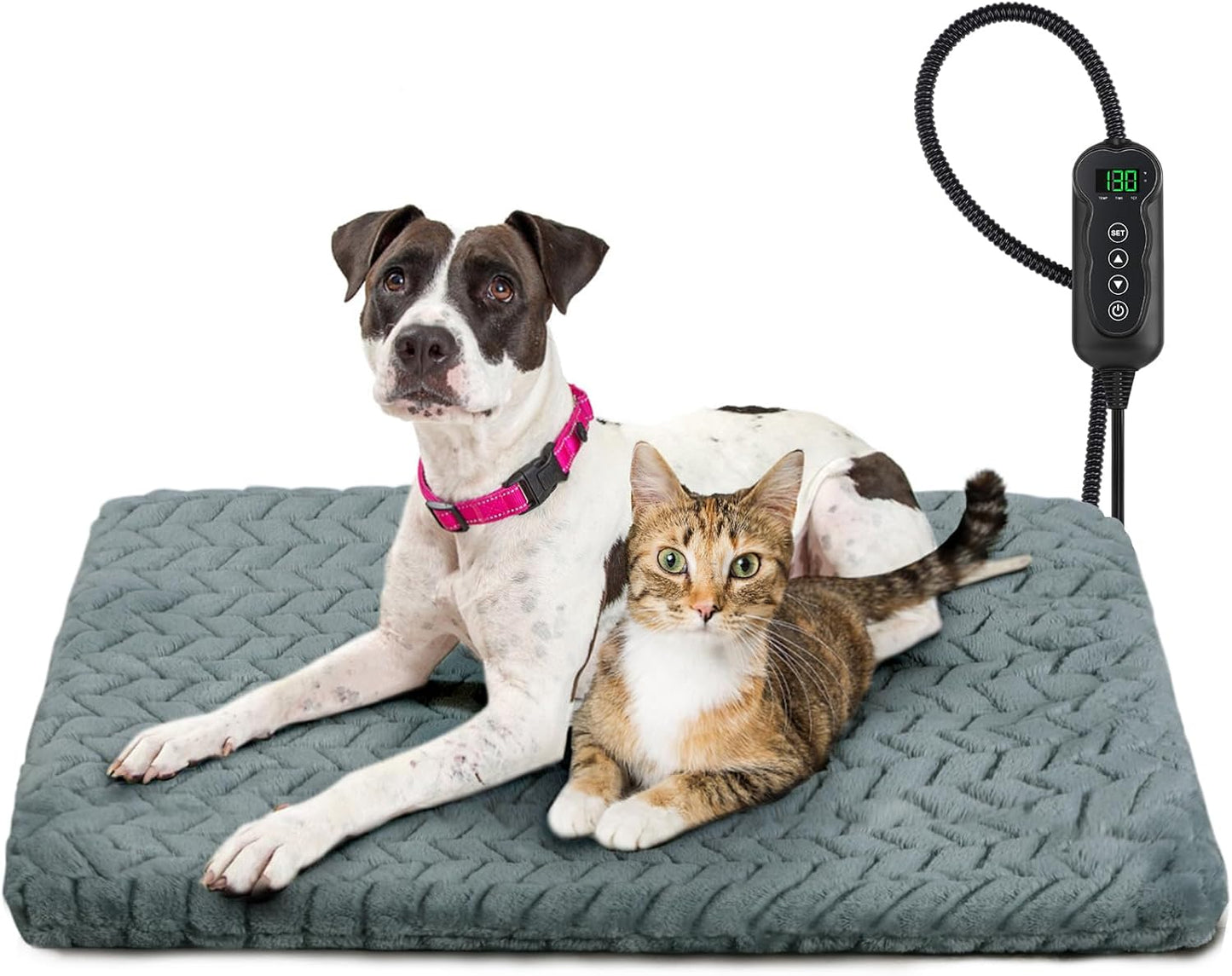 GASUR Heated Dog Bed, Waterproof Cat Heating Pad with Timer Temperature Adjustable, Indoor Heated Electric Pet Bed for Cats Dogs, Auto Power-Off, Anti-bite Pet Heated Pad, 28''x20'', Medium
