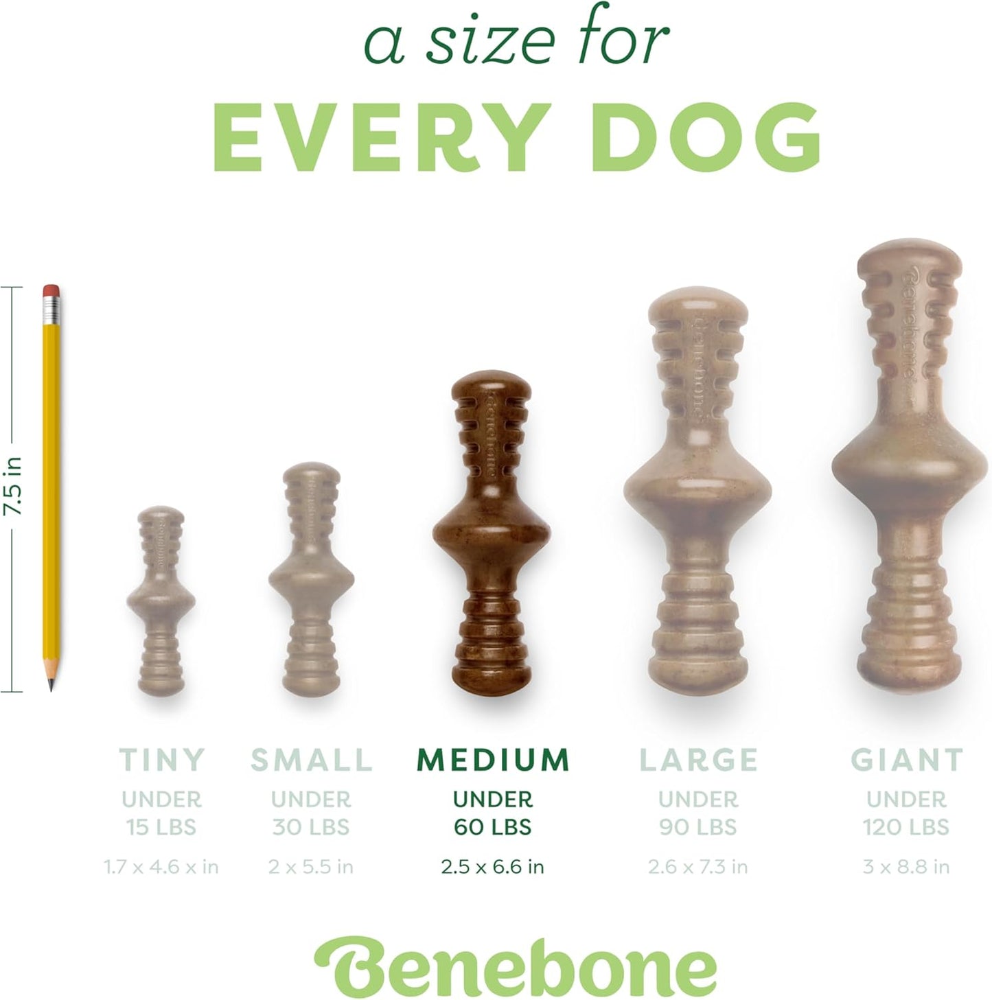 Benebone Zaggler Rolling Dog Chew Toy for Aggressive Chewers, Real Peanut, Made in USA, Medium