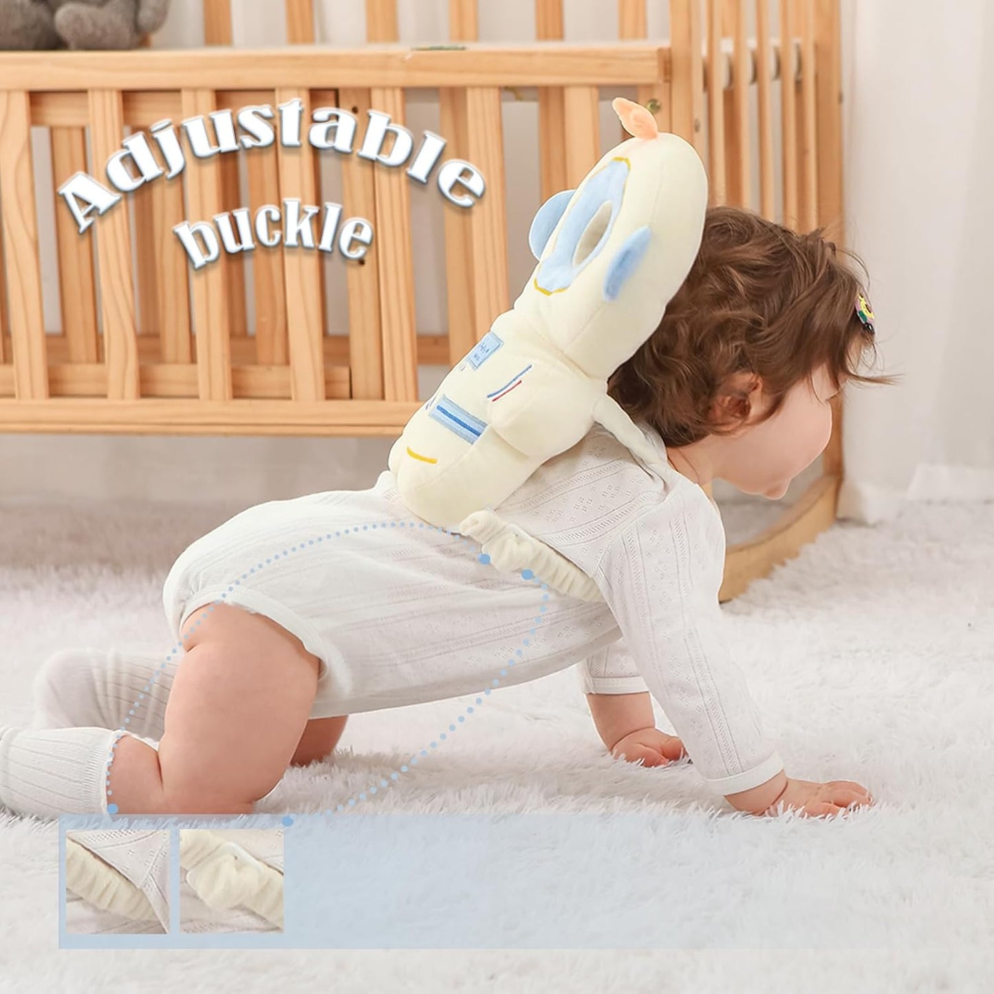 Baby Head Protector Backpack -Soft & Lightweight Pads - Prevents Bebes Backward Fall Astronauts Plush Stuffed