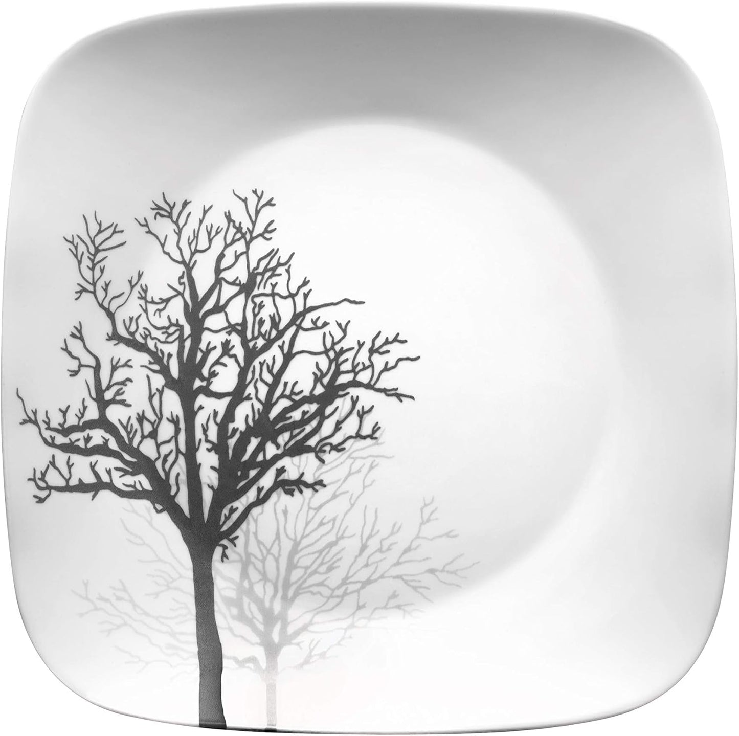 Corelle Vitrelle 18-Piece Service for 6 Dinnerware Set Triple Layer Glass and Chip Resistant, Lightweight Square Plates and Bowls Set, Timber Shadows