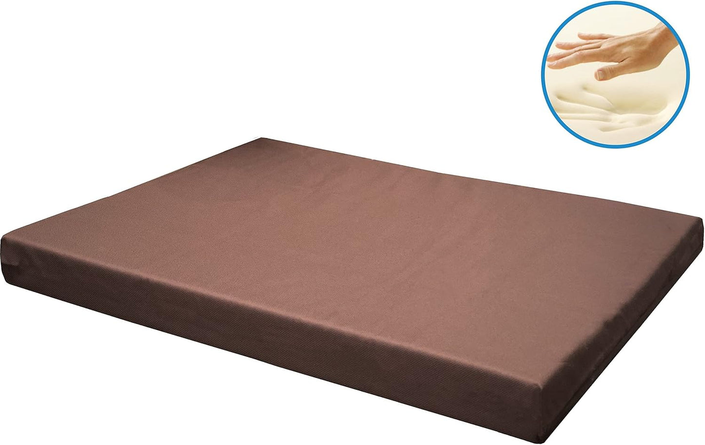 Dogbed4less Memory Foam Platform Dog Bed, Crate Mattress for Orthopedic Joint Relief with Waterproof Removable Cover Small 24X16X3 Brown