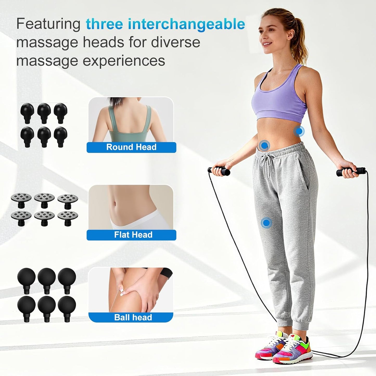6 Head Massage Gun - Deep Tissue Massage Gun with 50 Adjustable Intensities & 9 Modes, Electric Percussion Massage Tool for Back, Leg, Muscle Pain Relief, Ideal Gifts for Friends and Parents