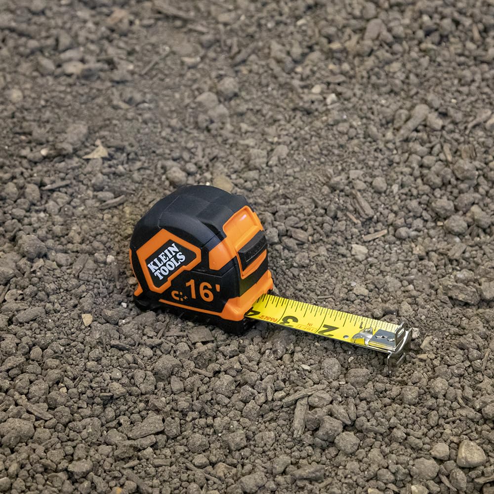 Klein Tools 9216 Tape Measure, Heavy-Duty Measuring Tape with 16-Foot Double-Hook Double-Sided Nylon Reinforced Blade, with Metal Belt Clip