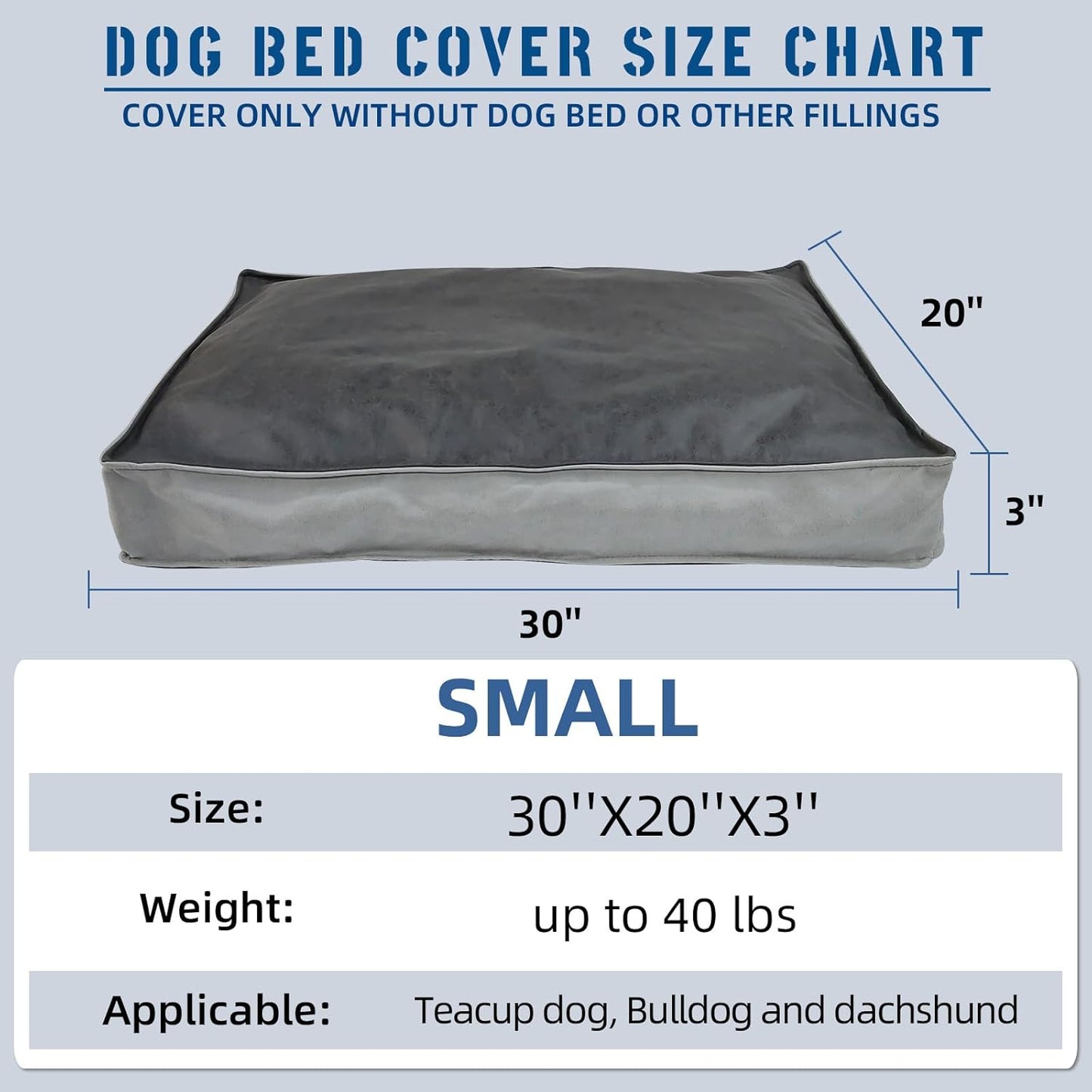 Dog Bed Cover, Comfortable and Quiet Dog Bed Covers for Pet Mat Bed,Washable Removable Cover，Faux Leather Pet Nest, 30" L x 20" W x 3" H ，Cover Only
