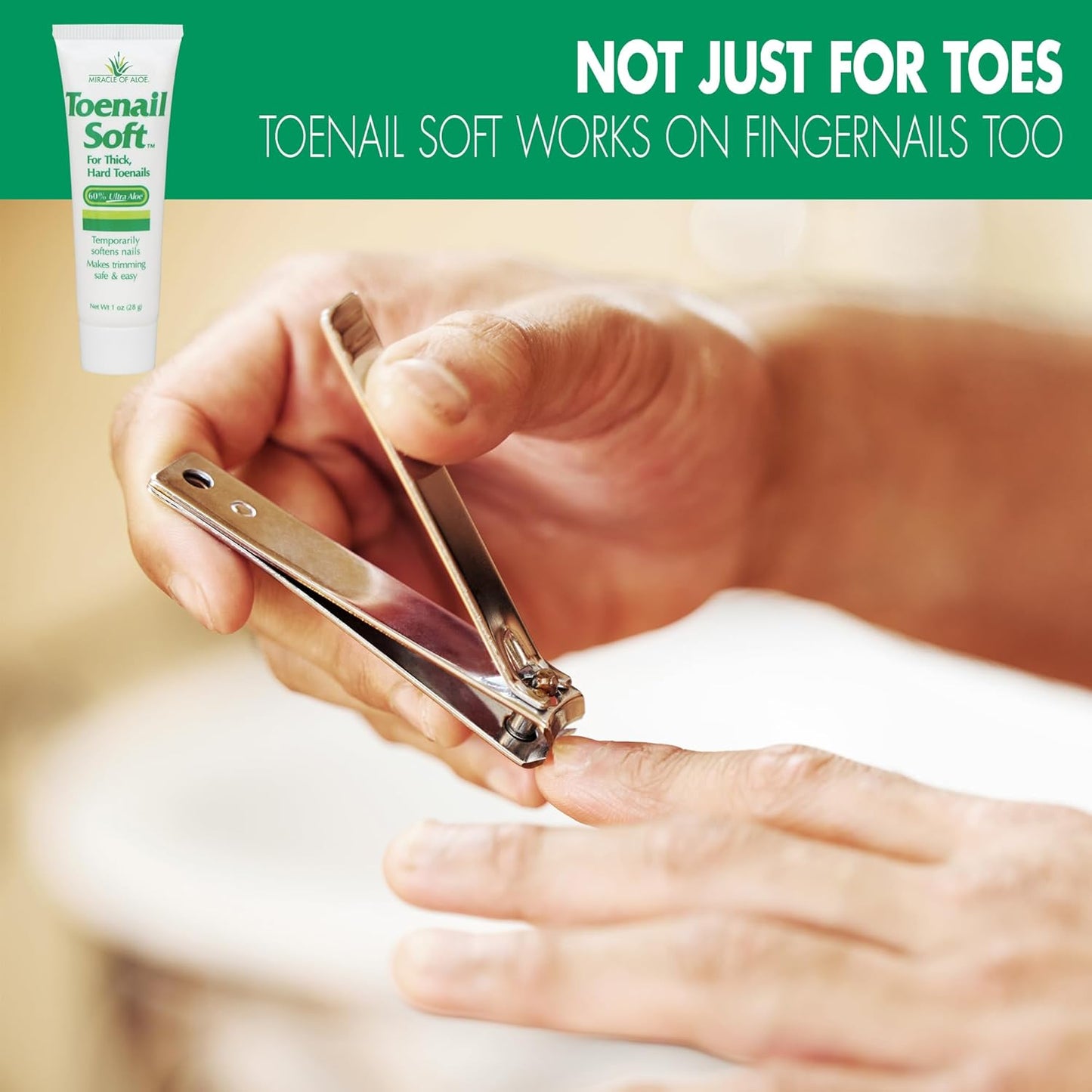 Toenail Softener for Thick Hard Toenails - Safe for Seniors & All Ages - Fast-Acting Toenail Softening Cream - Non Greasy Nail Cream Formulated with Natural Aloe Vera (1 Ounce Tube (Pack of 1))