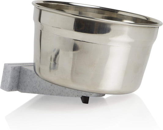 Lixit® Stainless Steel Kennel Food or Water Bowl - Non Spill Hanging Removable Crate Bowls - Carrier Cage Dish for Dogs or Cats for Feeding and Drinking (Stainless Steel, 10 Ounce)