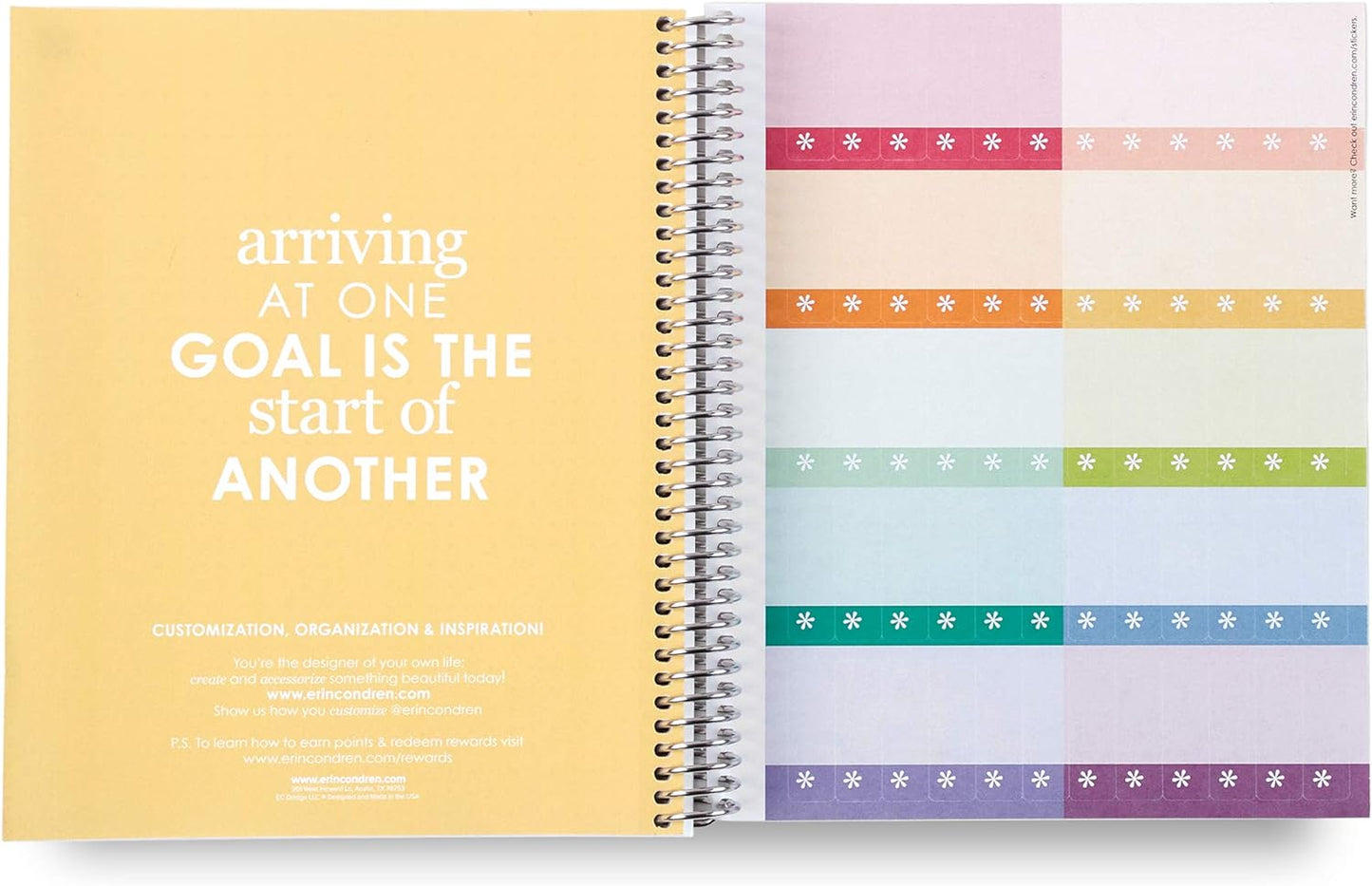 Erin Condren 7" X 9" Spiral Bound Productivity Notebook, Multicolor Layers, Functional 160 Lined Page and 80Lb Thick Paper Spiral Notebook, Stickers Included