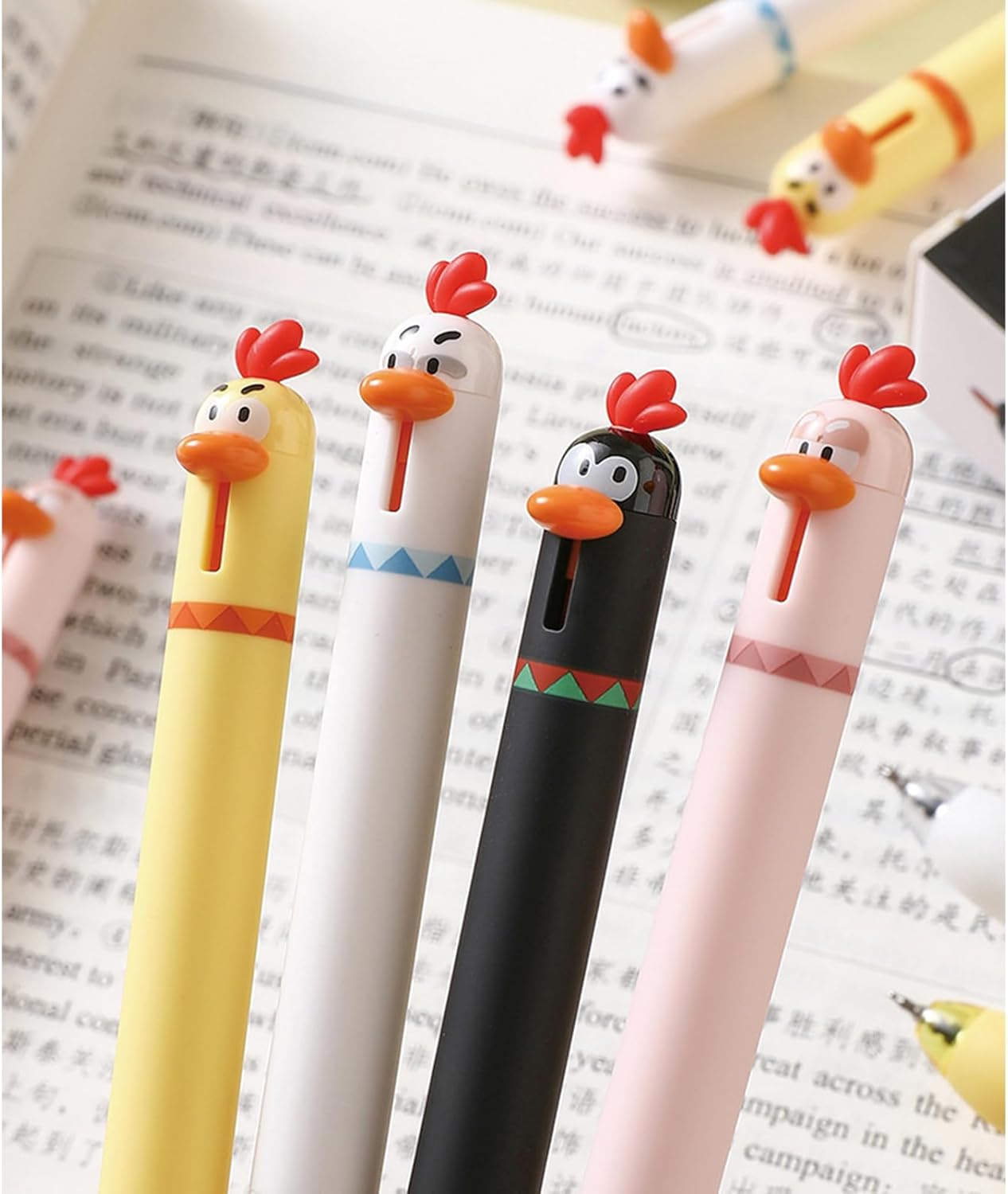 4 Pcs Cute Gel Pens Cartoon Chick Retractable Pens 0.5mm Black Ink Writing Pen Kawaii Funny Chicken Pen for Girls Boys Women Men Office School Supplies (4Pcs Chick)