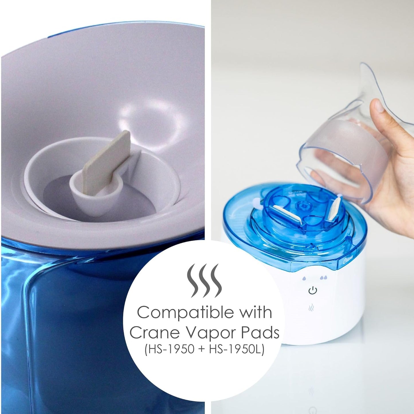 Crane Steam Inhaler & Warm Mist Humidifier, 0.5 Gallon, Humidifier FSA Eligible, Blue & White, Ideal Humidifiers for Bedroom, Sinus Inhaler, Vaporizer HSA, Vaporizer For Congestion