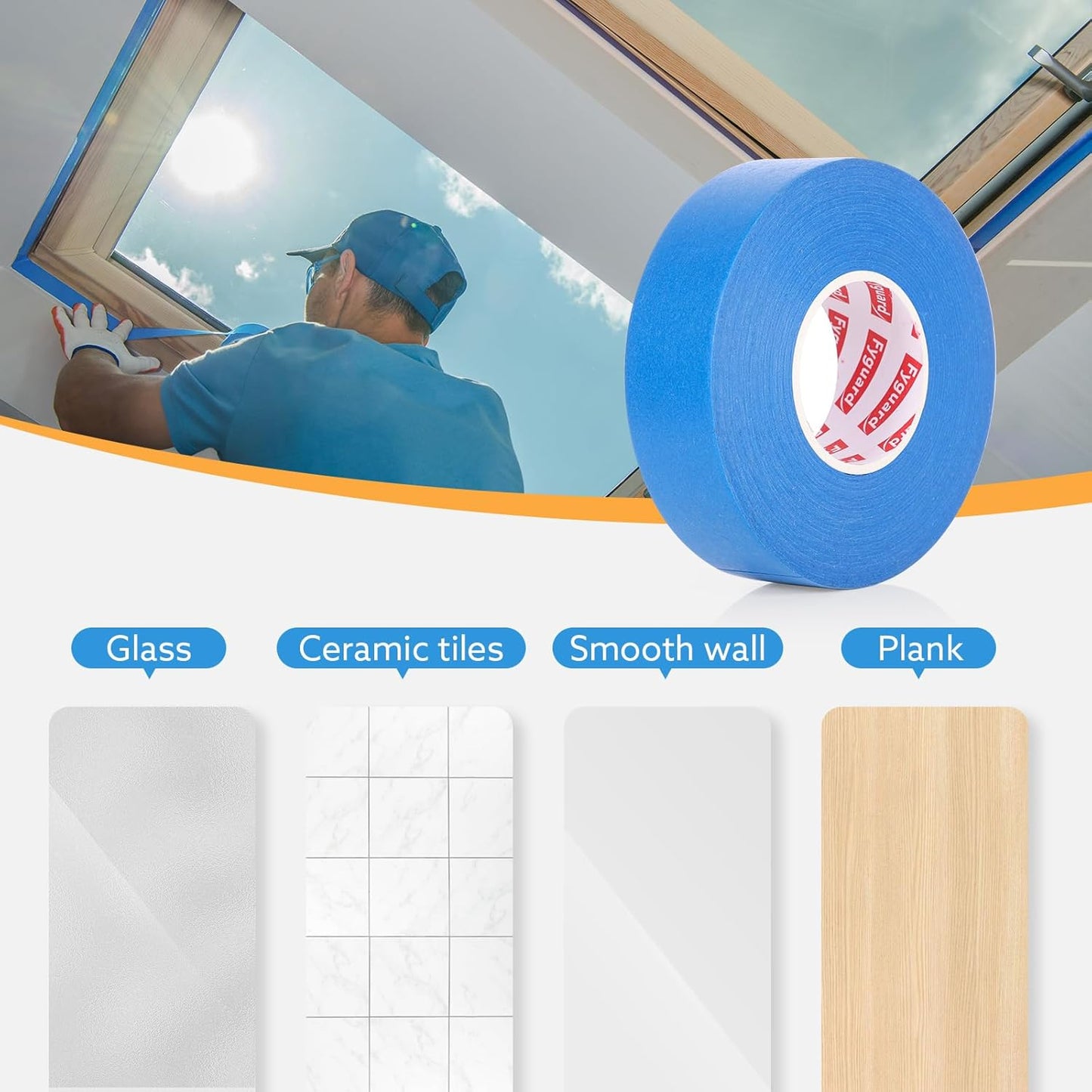 5 Rolls Painters Tape 2 Inch Wide, Blue Painters Tape Bulk 1.89In × 55Yd × 5 Rolls Blue Tape, Multi-Surface Masking Tape for Wall Painting Edge Treatment DIY Crafts, Total 275 Yards