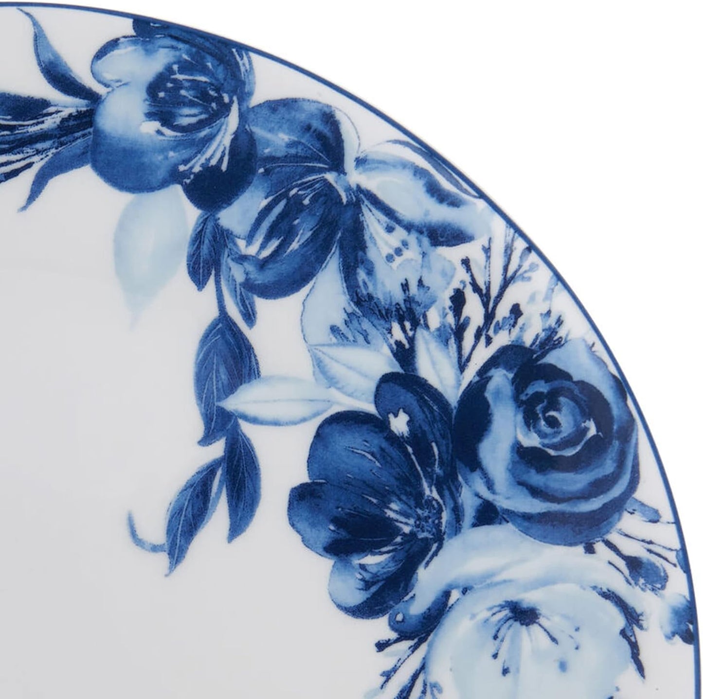 Mikasa Darcy Bone China Lightweight Chip Resistant 12 Piece Dinnerware Set, Service for 4,Blue and White
