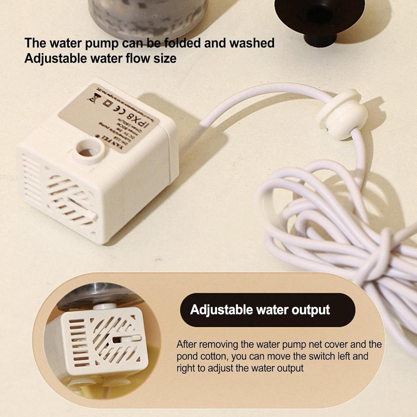 Cat Water Fountain - 1.2L Ceramic Automatic Pet Dispenser, Quiet Circulating Drinking System with Continuous Flow Filtration and Splash Resistant Bowl Design, Sturdy Hygienic Construction, Ideal for S