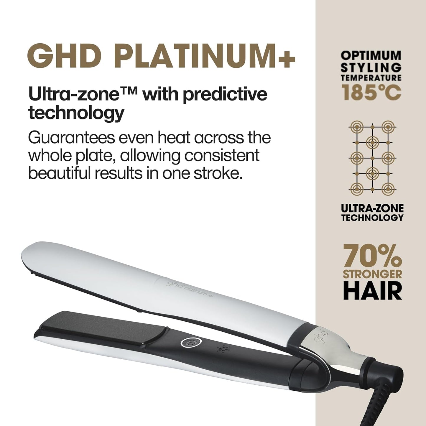 ghd Platinum+ Styler ― 1" Flat Iron Hair Straightener, Professional Ceramic Hair Styling Tool for Stronger Hair, More Shine, & More Color Protection