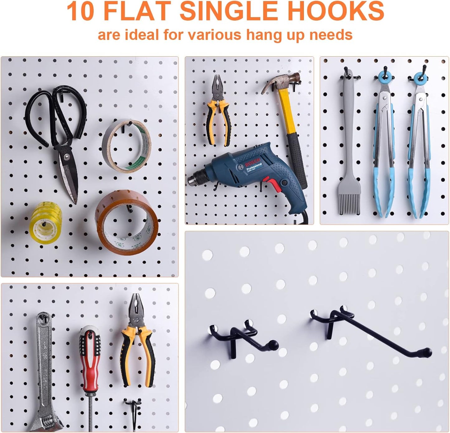 G.CORE Pegboard Organizer Accessories 18 Pack, Peg Board Hooks Assortment Organizer Accessory, Various Tools Storage Arrange System Kit for Garage Craft Workshop Workbench Hobby Office