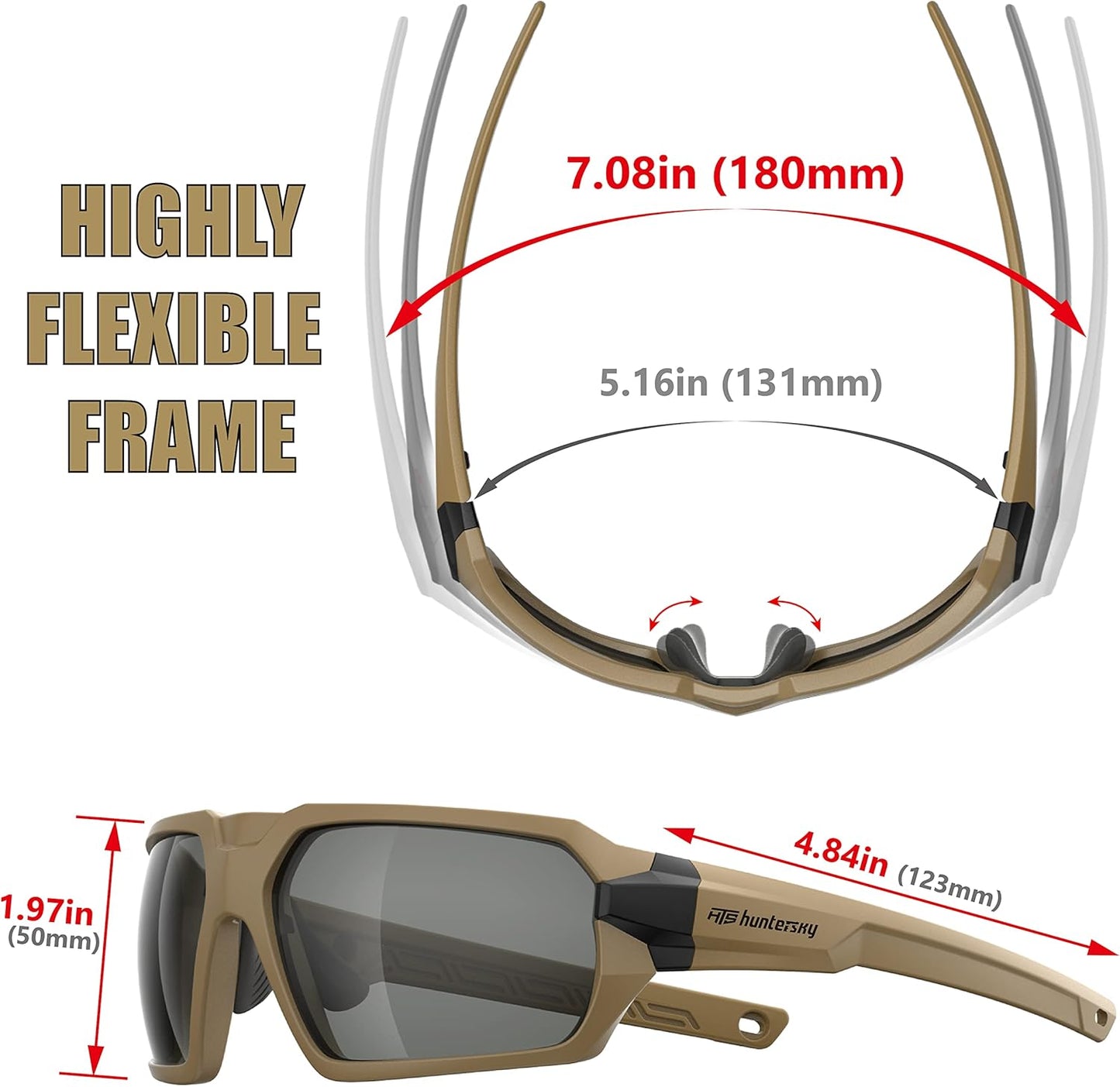 HTS HUNTERSKY Ballistic Tactical ANSI Z87.1+ Impact Protection Anti Fog Shooting Glasses Military Grade Airsoft Range