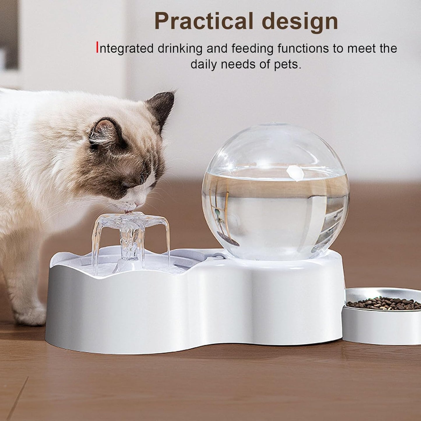 Luqeeg Water Fountain Food Feeder Smart Circulation Ensures Clean Cat Dog Food Feeder with Large Capacity Practical Filter Design Removes Impurities from Water for Cats Dogs Pets