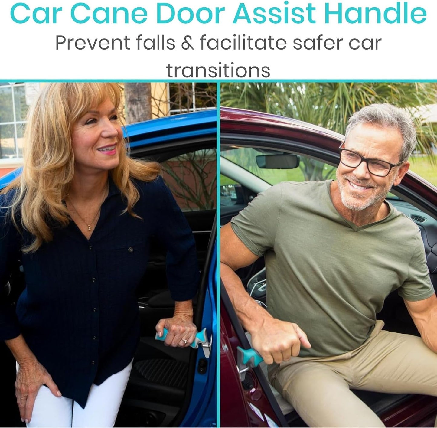 Vive Car Handle Assist for Elderly - Scratch Proof Latch - Auto Grab Bar Cane Support Aid - Standing Mobility Safety Tip to Help Get Out - Portable Assistive Device for Seniors, Handicapped