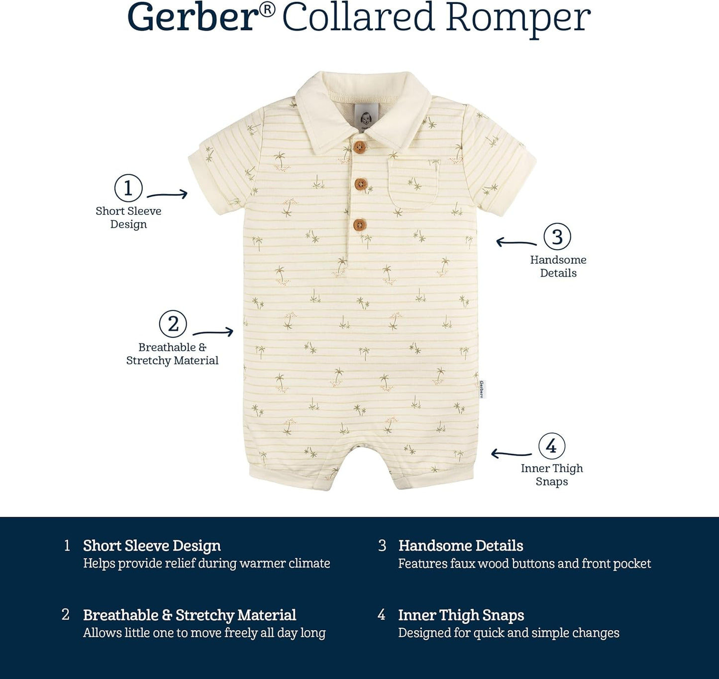 Gerber Baby Boys' Cotton Polo Romper
