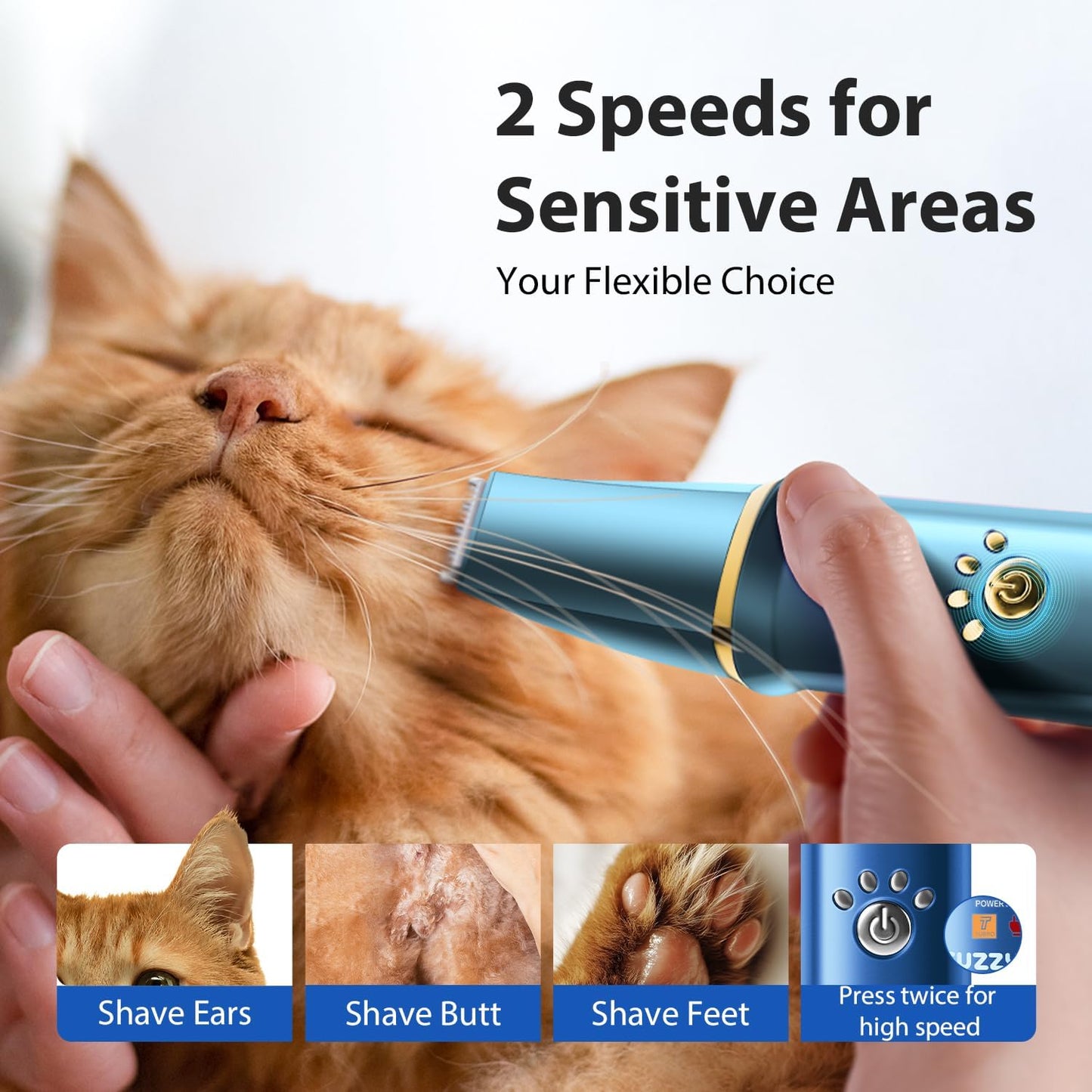 Dog Grooming Kit, Dog Clippers for Grooming for Thick Curly Coats, Professional Pet Hair Shaver Paw Trimmer Cordless Rechargeable Low Noise for Dogs Cats Animals Face Ear