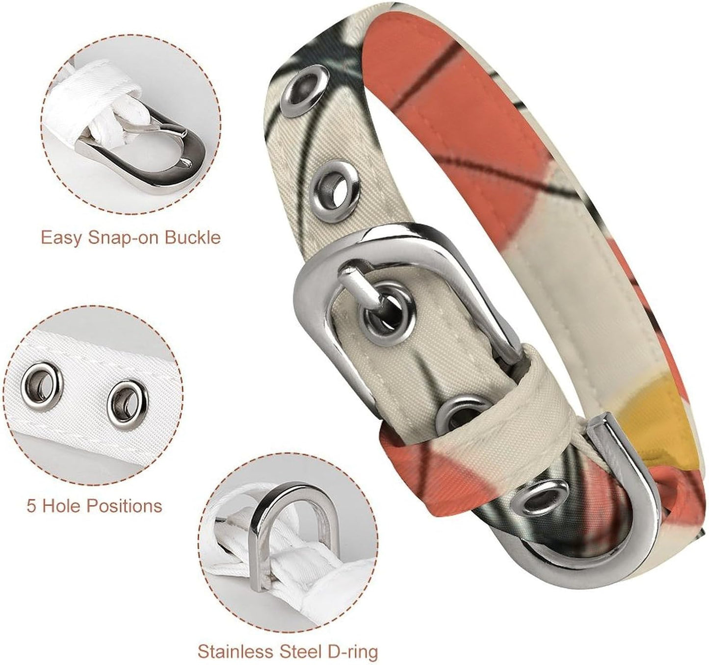 Atomic Stars Retro Pattern Dog Collar with Buckle Adjustable Martingale Pet Collars Cute Female Male Puppy Collar Soft Waterproof Cat Collars for Small Medium Dogs