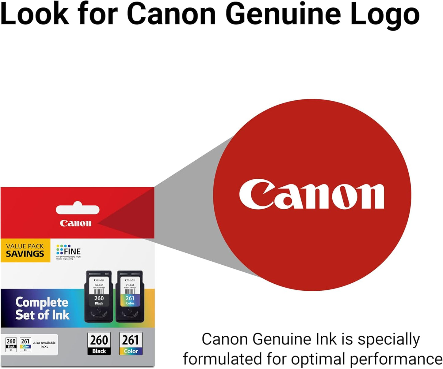 Canon PG-260 / CLI-261 Genuine Ink Value Pack (2 Cartridges), Compatible with TS5320, TR7020